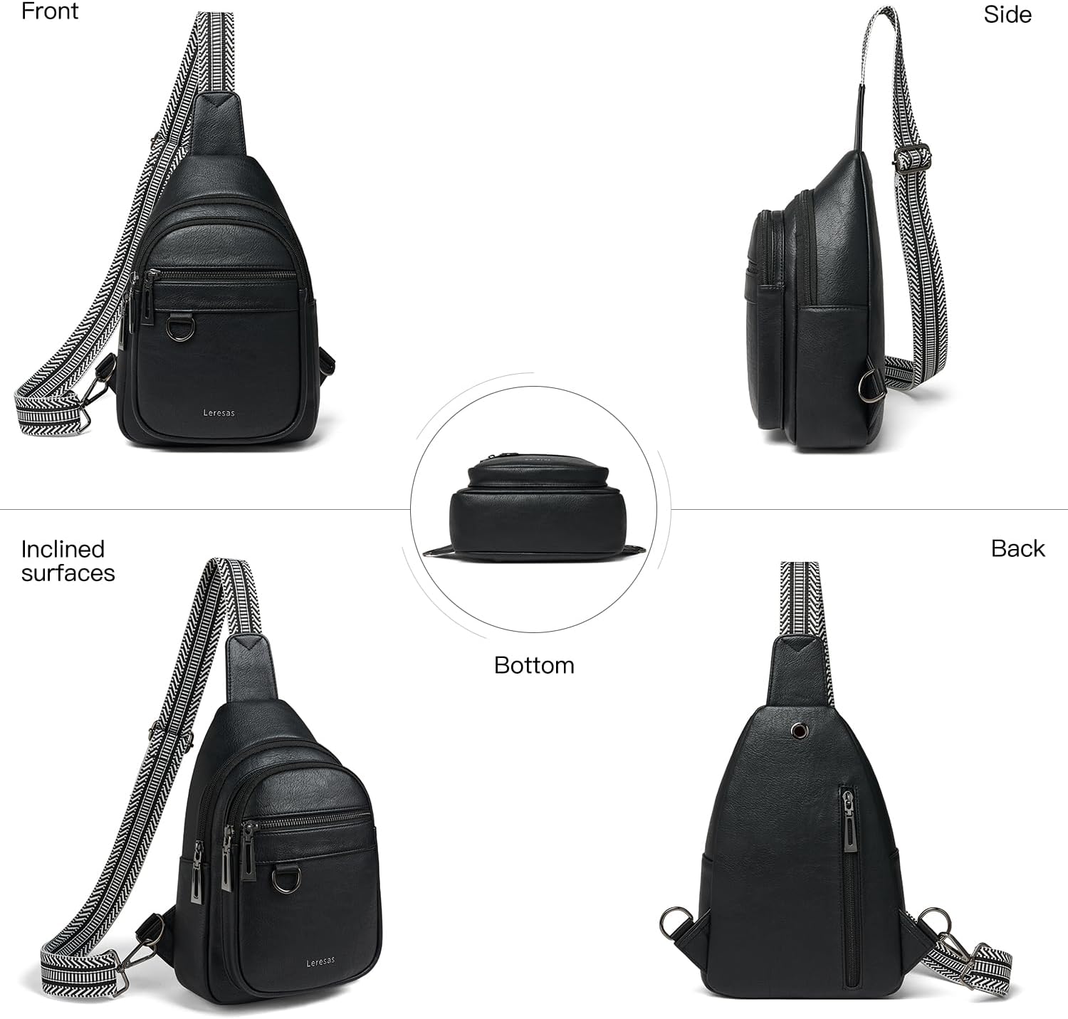 Leresas 7L Sling Bag for Women Men Vegan Leather Crossbody Bags Fanny Pack Purse Backpack Over Shoulder Bag Travel Anti Theft