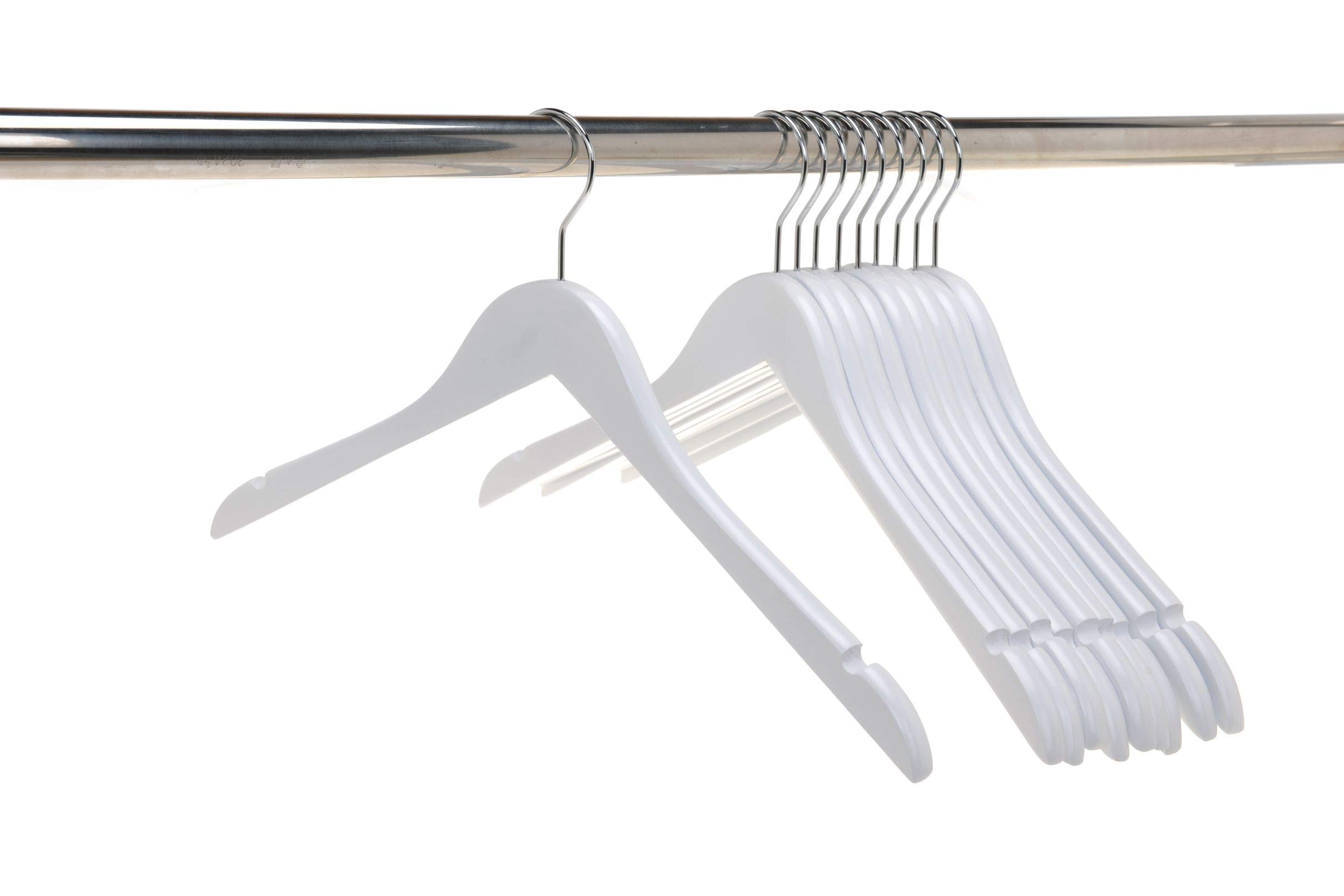 Quality Hangers Kleiderbügel aus Holz, halbgebogen, glatte Oberfläche, Massivholz, mit Drehhaken, perfekt für Jacken, Hosen, Kleiderbügel, Weiß, 20 Stück