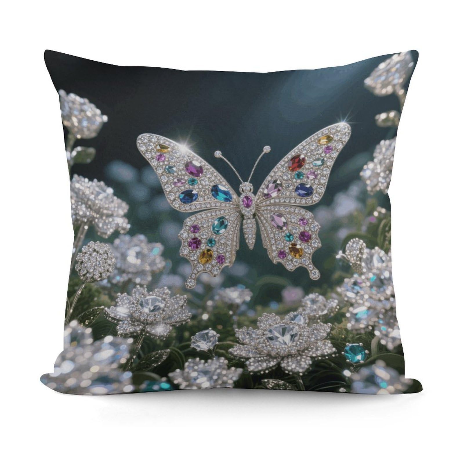 VstaDank Jewel - Butterfly Throw Pillow Cover Soft Square Cushion Cover Art Artwork Pillow Covers Mordern Couch Pillow Covers Decorative Cushion Case for Chair Couch Bedroom Living Room