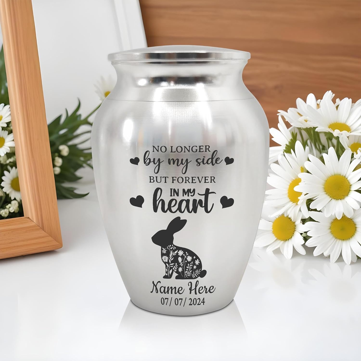 Artsy Woodsy Personalized Rabbit Pet Memorial Cremation Mini Urn, Decorative Keepsake Urns for Ashes 2.56 inch, Remembrance Gifts for Pet Lovers, Mini Urns for Human Ashes (04, 2.56x1.77)
