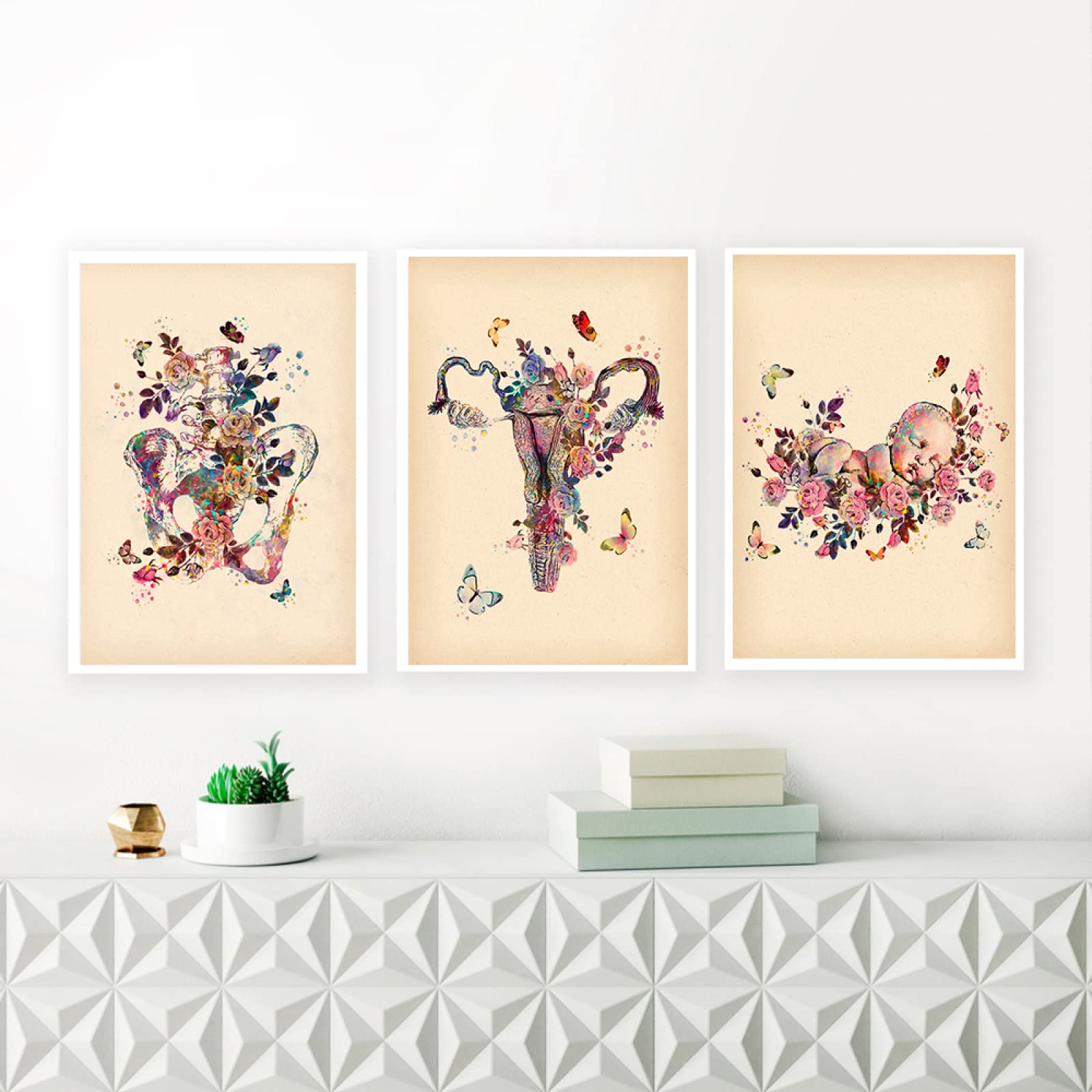 Heilkee Line Art Anatomia – Poster Terapia 4 Pezzi, Decorazione Parete Boho Minimal Per Ufficio Medico O Soggiorno