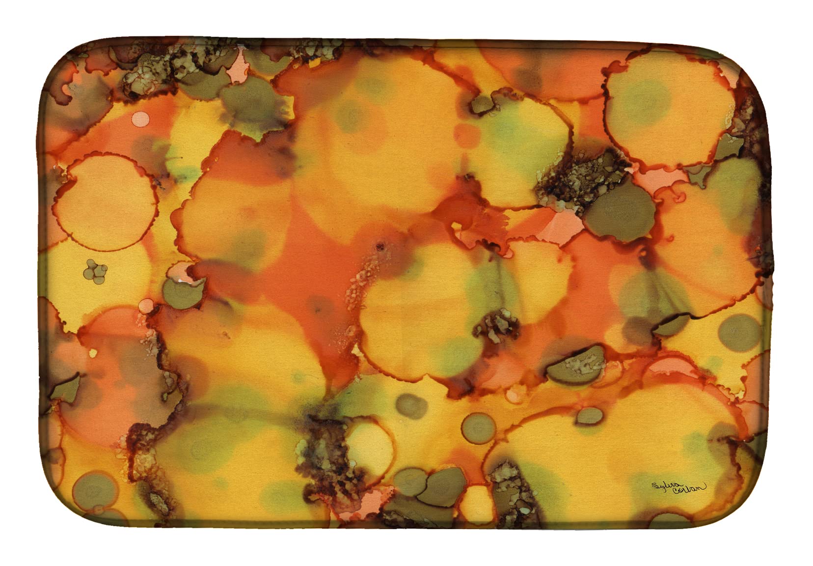 Tapis égouttoir à vaisselle orange vert multicolore Caroline's Treasures
