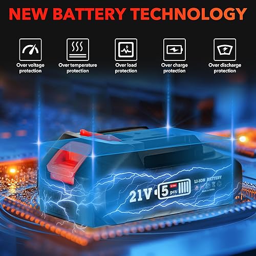 Miniatura 4 de YesRight Mini motosierra portátil inalámbrica de 6 pulgadas con bloqueo de seguridad, pequeña motosierra eléctrica con 2 baterías recargables para