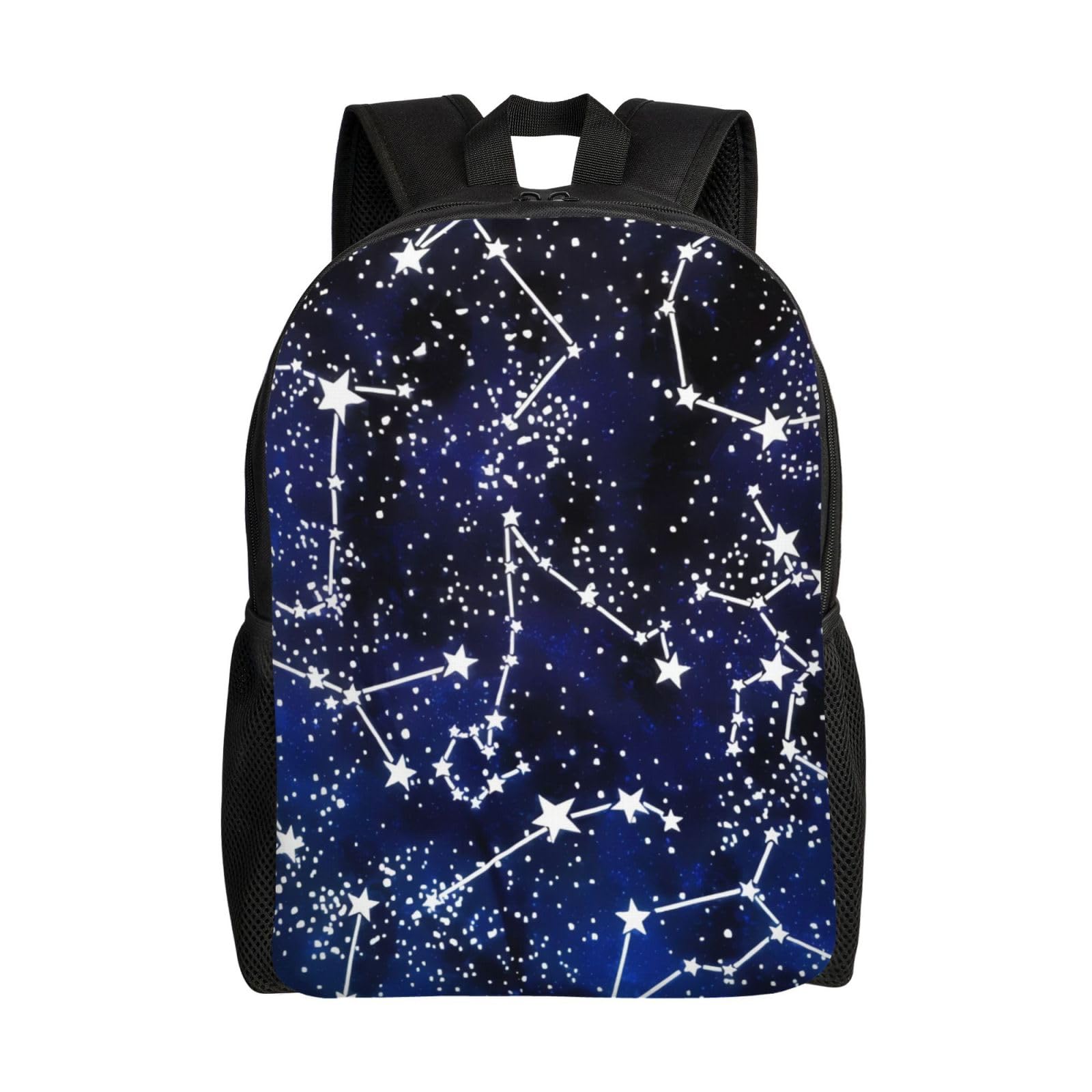 Adanti Unisex Black Glow In The Dark Print Backpacks Waterproof Light Daypack Casual Shoulder Bag For Work Traveling Camping