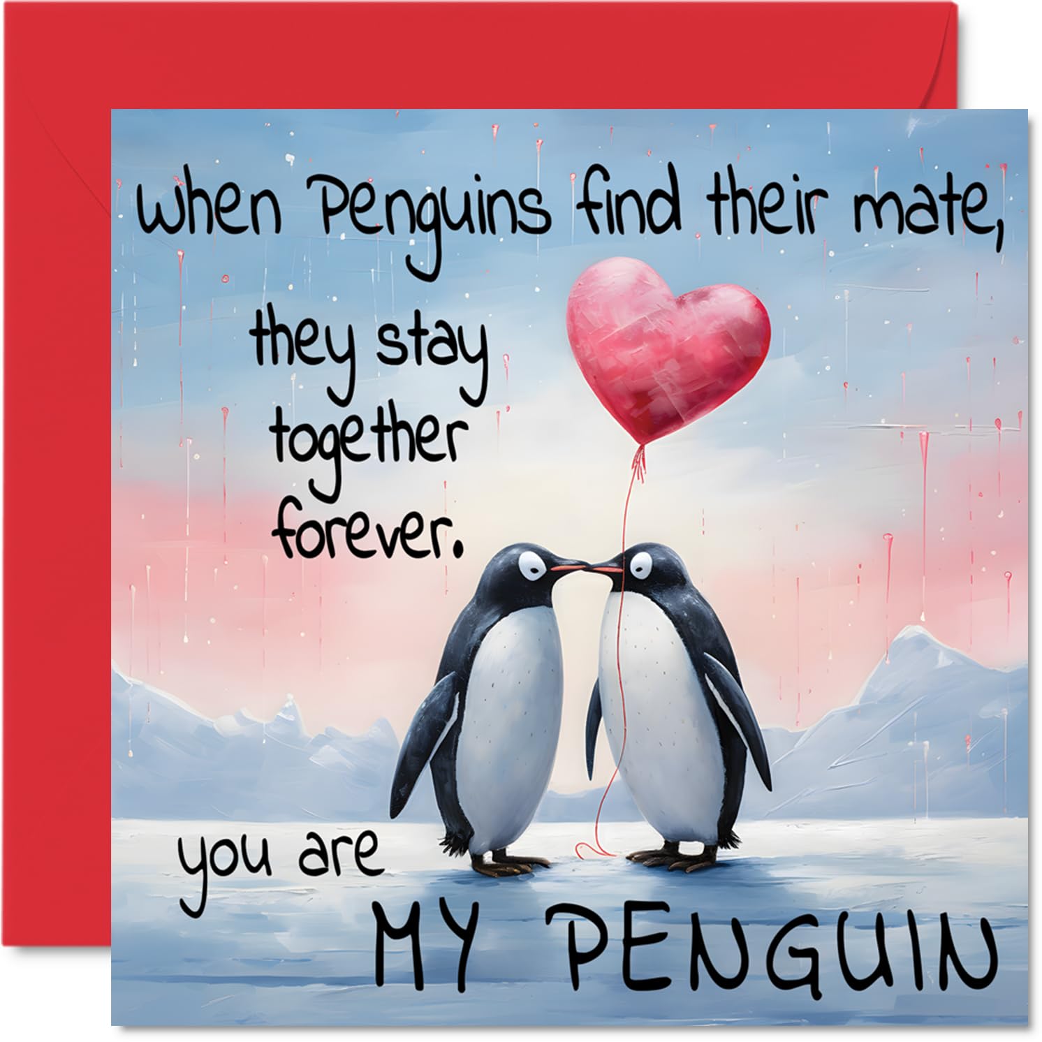 Penguin Valentines Card - You Are My Penguin - Cute Romantic Valentine's Day Card for Girlfriend Boyfriend Wife Husband Partner Friend Him Her, 145mm Anniversary Greeting Cards for Fiancee