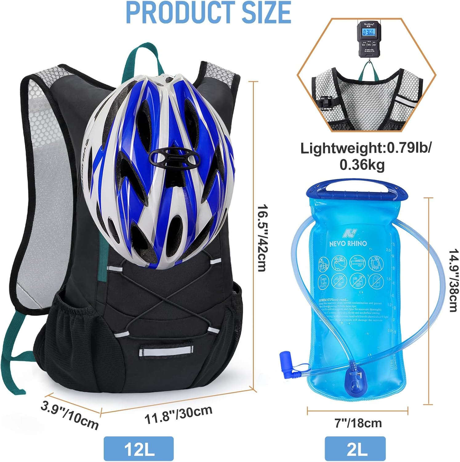 Lightweight Hydration Backpack, Running Backpack with 2L Water Bladder, Hydro Water Daypack for Cycling Hiking Rave for Men Women - Image 5