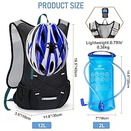 Lightweight Hydration Backpack, Running Backpack with 2L Water Bladder, Hydro Water Daypack for Cycling Hiking Rave for Men Women