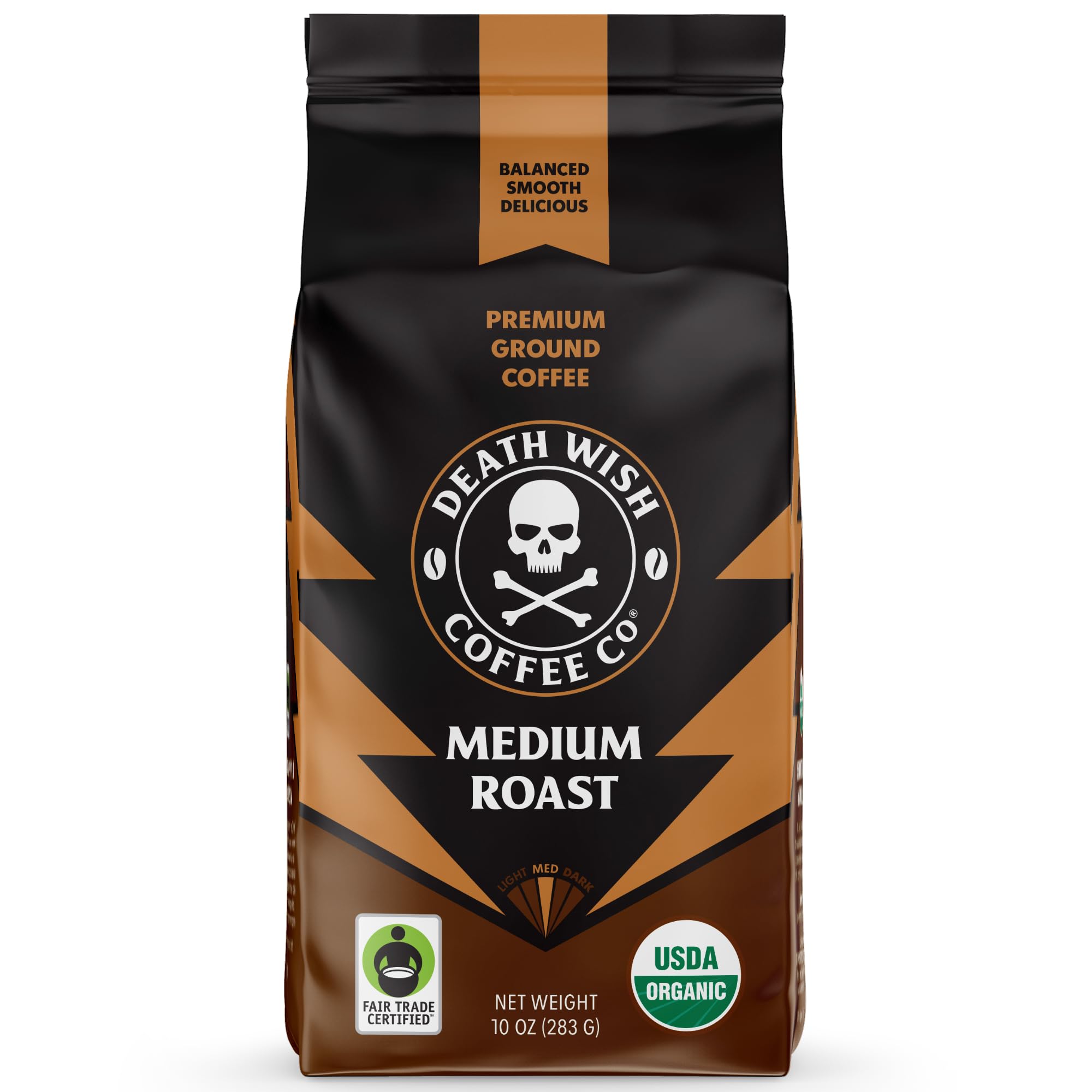 Death Wish Coffee - Coff Og2 Med Roast Grnd - CS of 6-10 OZ