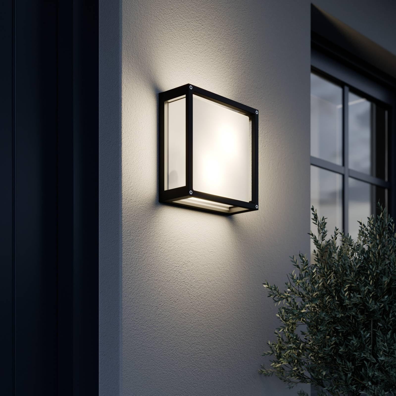 Lucande aplique de pared exterior en gris oscuro, blanco, arriba abajo | luz de exterior ip54 protección contra polvo y salpicaduras, e27, 2 bombillas, moderno para terraza, balcón
