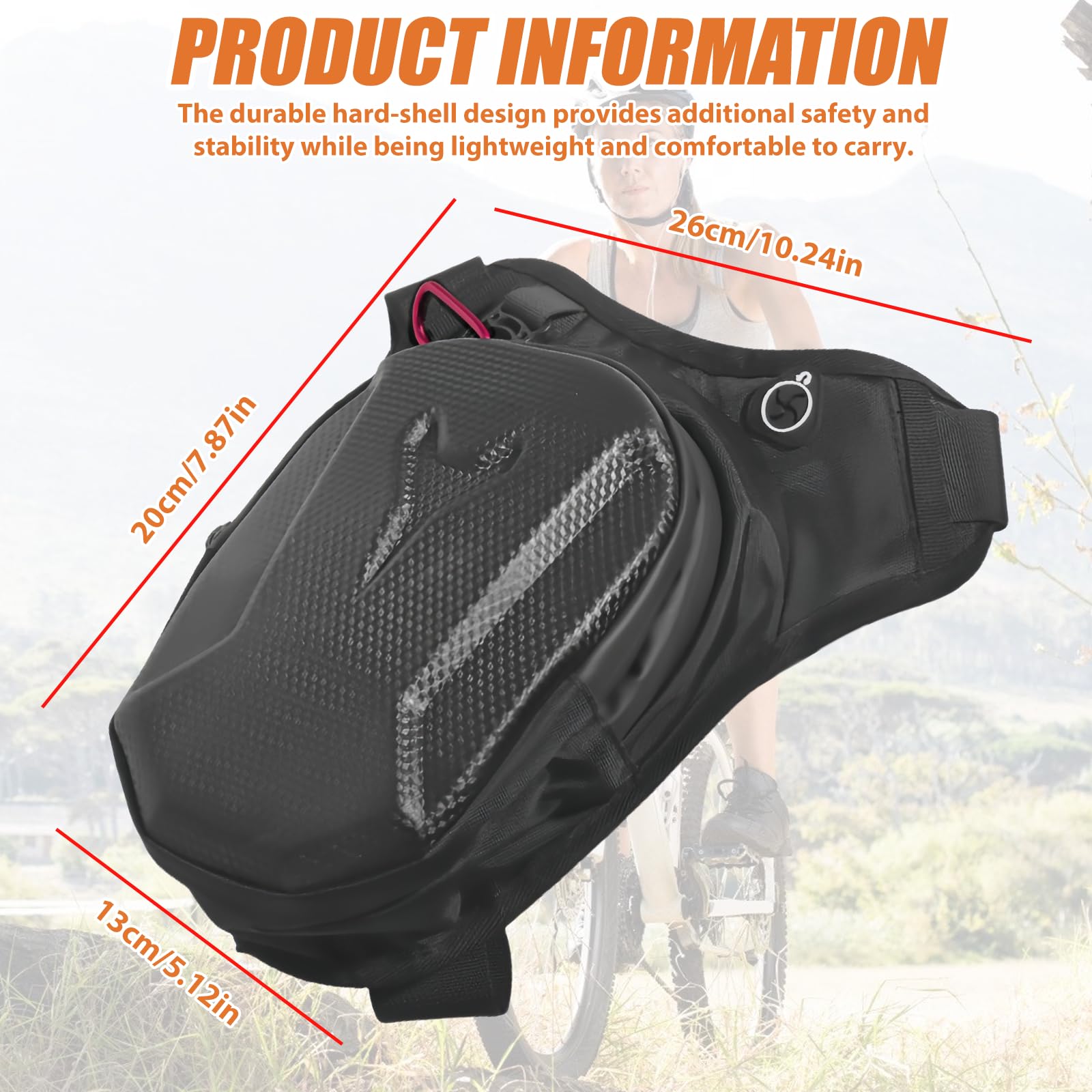 Marsupio e gamba 2 in 1, rigido, impermeabile, con cintura regolabile, per moto, equitazione, escursionismo, colore: nero