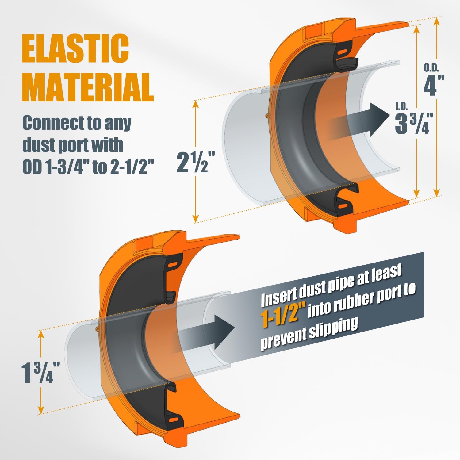 POWERTEC 4" x 10' Flexible PVC Dust Collection Hose with 2pcs Key Hose Clamps and Dust Port Adapter for Table Saw, Band Saw, Planer, Jointer, Woodworking and WoodShop Dust Collection System (70417)
