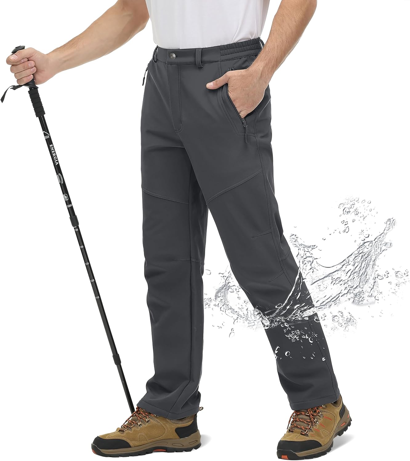 TACVASEN Men's Snow Pants Waterresistant Hiking Work Pants Fleece Lining Soft Shell Ski Snowboard Pants