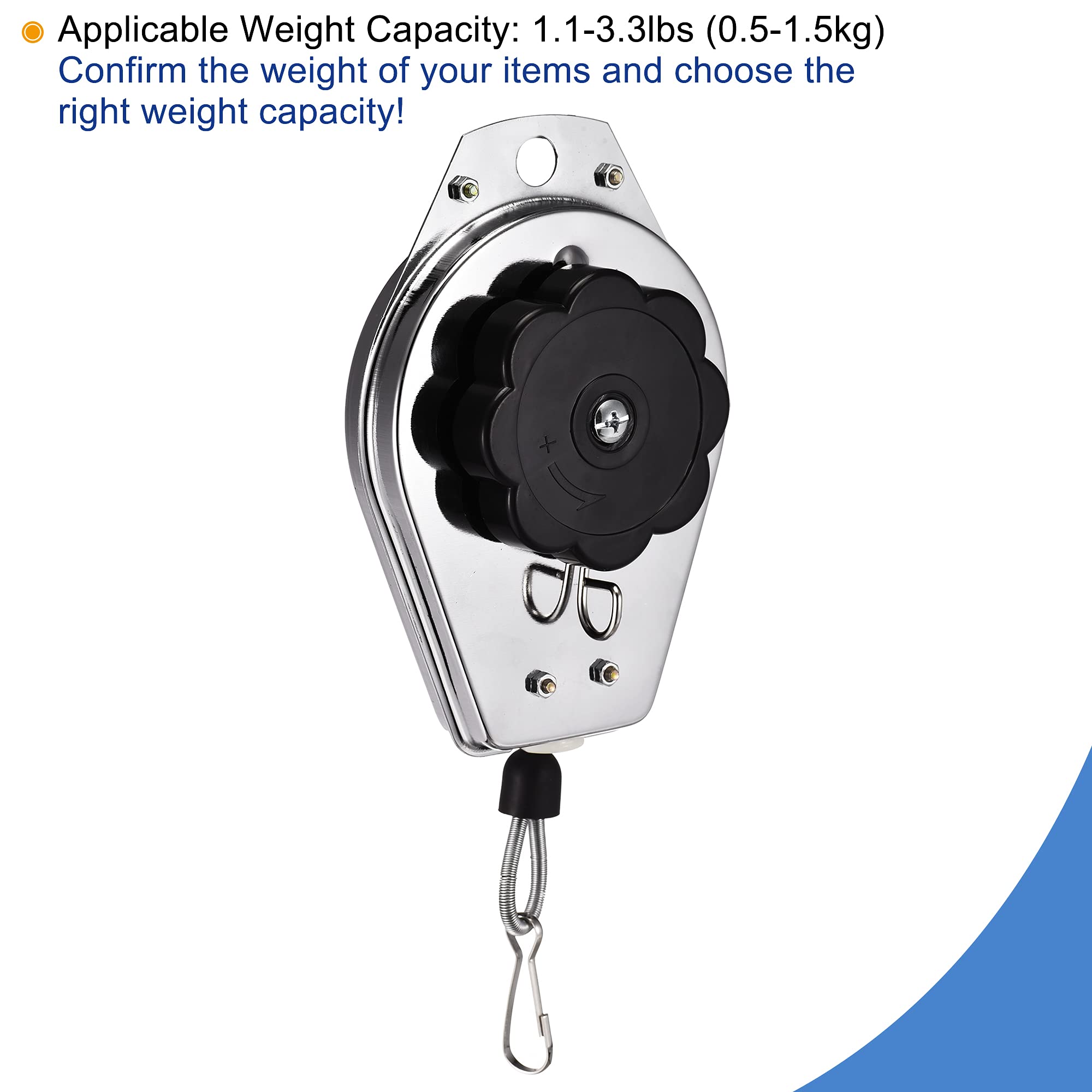 sourcing map Équilibreur à Ressort Rétractable Ressort Balancier Outil Support Suspendu Équipement 1.1-3.3lbs (0.5-1.5kg) Rouge pour Assemblage-ligne avec Raccord Accessoire