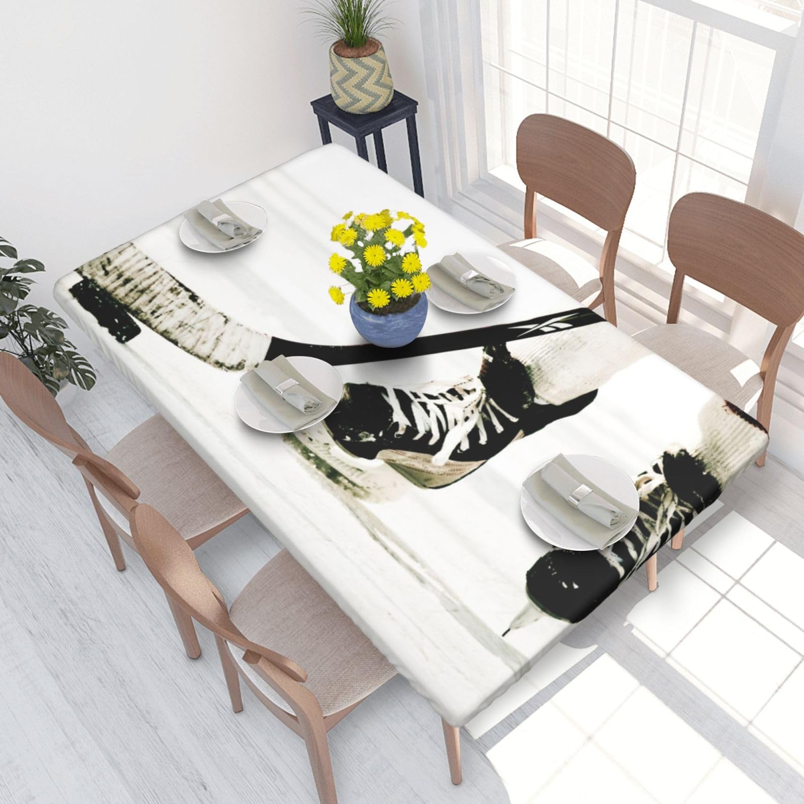 BNVSADC Ice Hockey Pattern Printed 4FT Tablecloth 122x76 CM Polyester Kitchen Water Resistant Table Cloth Dining Table Decoration Table Covers