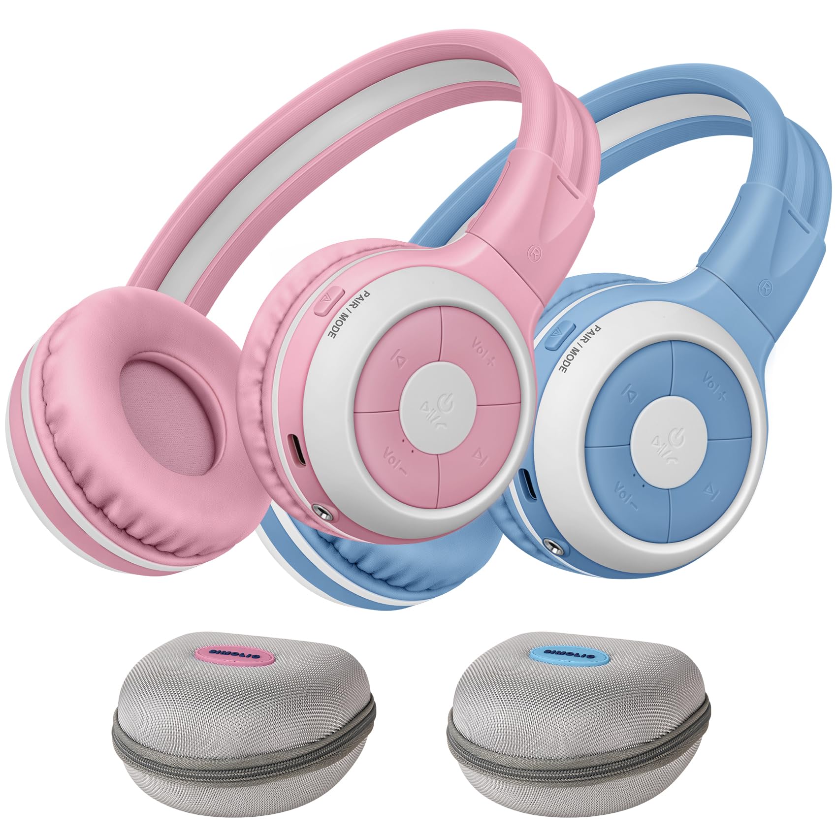 SIMOLIO AuraCast Bluetooth Kopfhörer Kinder, Gemeinsames Kabelloses Audio-Sharing, Kompatibel mit Jedem Einzelnen Bluetooth-Gerät für Familie, Unterricht & Reisen, mit Integriertem Mikrofon, Klappbar