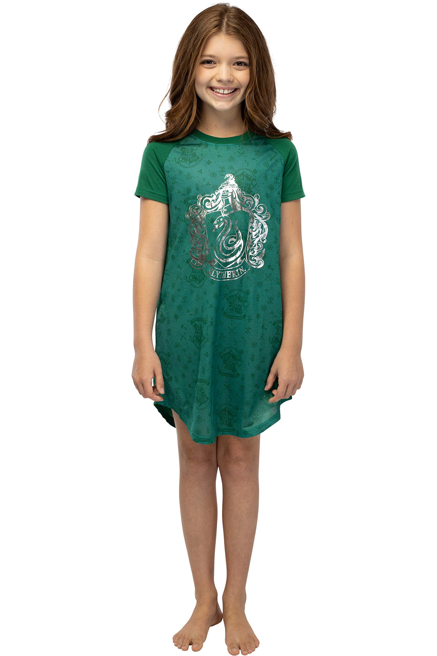 Harry Potter niñas Imprimir Lámina Casas Hogwarts Raglan Camisón - Slytherin (7/8)