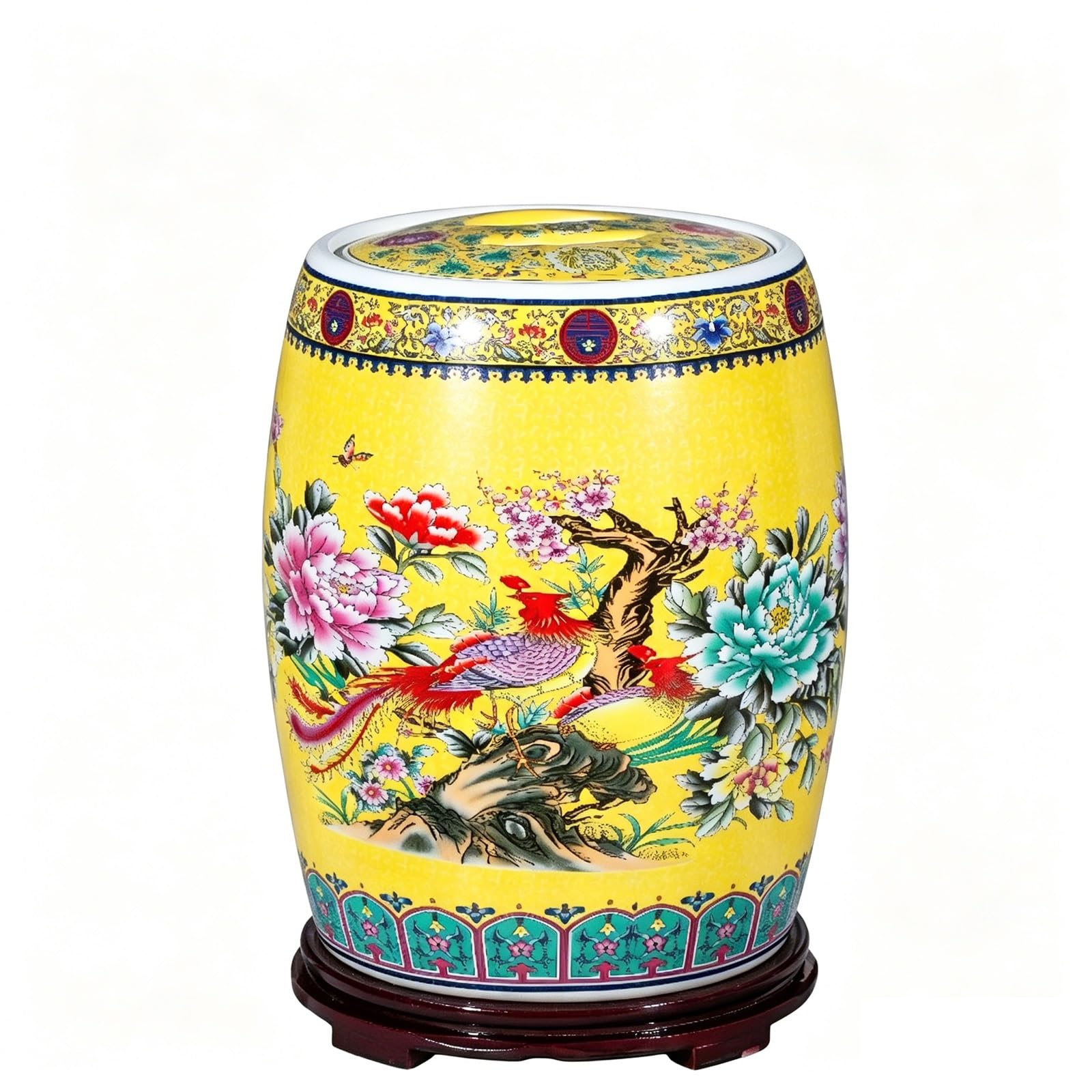 NEONMAN Large Ceramic Rice Jar with Airtight Lid – Vintage Grain Storage Container for Household Kitchen, Ideal for Rice, Grains, Flour, Sugar & Dry Goods(Yellow,10kg)