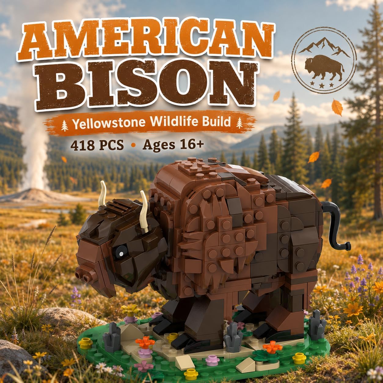 Kadablok Bison MOC Building Sets, American Bison Building Blocks Set for Adults, MOC Bison Animal Building Kit Model Ornaments Creative Gifts,Yellowstone Inspired Bison Collectible Display, 418 PCS image 2