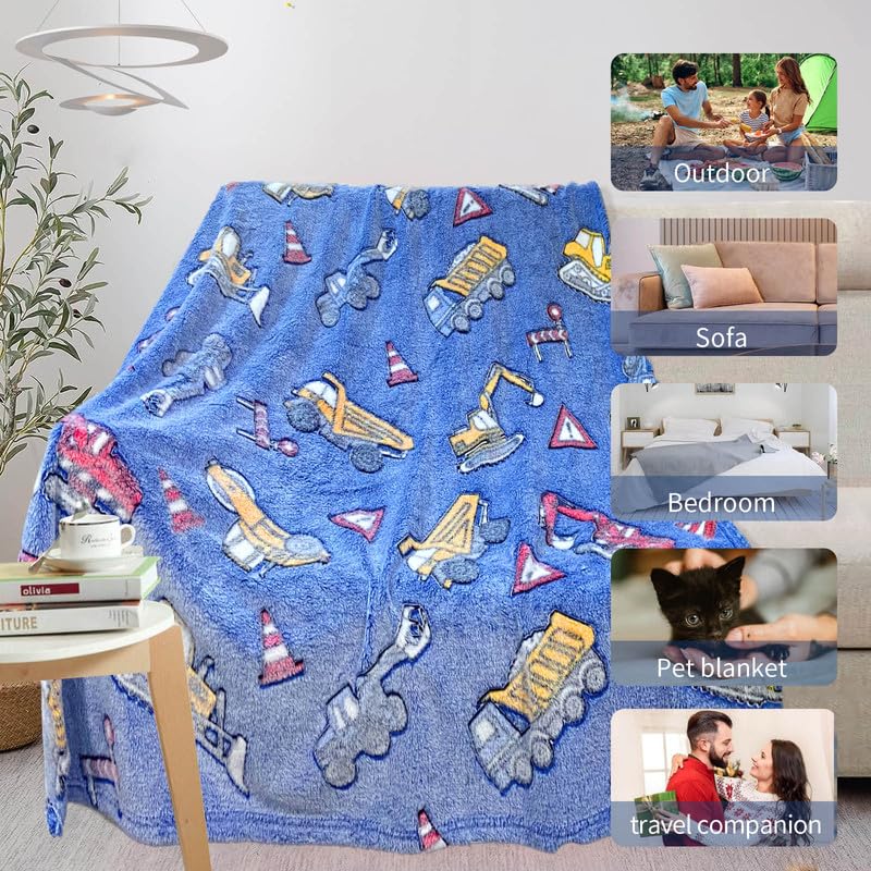 Tractor Blanket for Boys, Construction Blanket for Boys, Car Blanket for Boys, Kids Blankets for Boys, Toddler Blanket for Kids, Personalized Baby Blankets for Boys, Birthday 50"x 60"