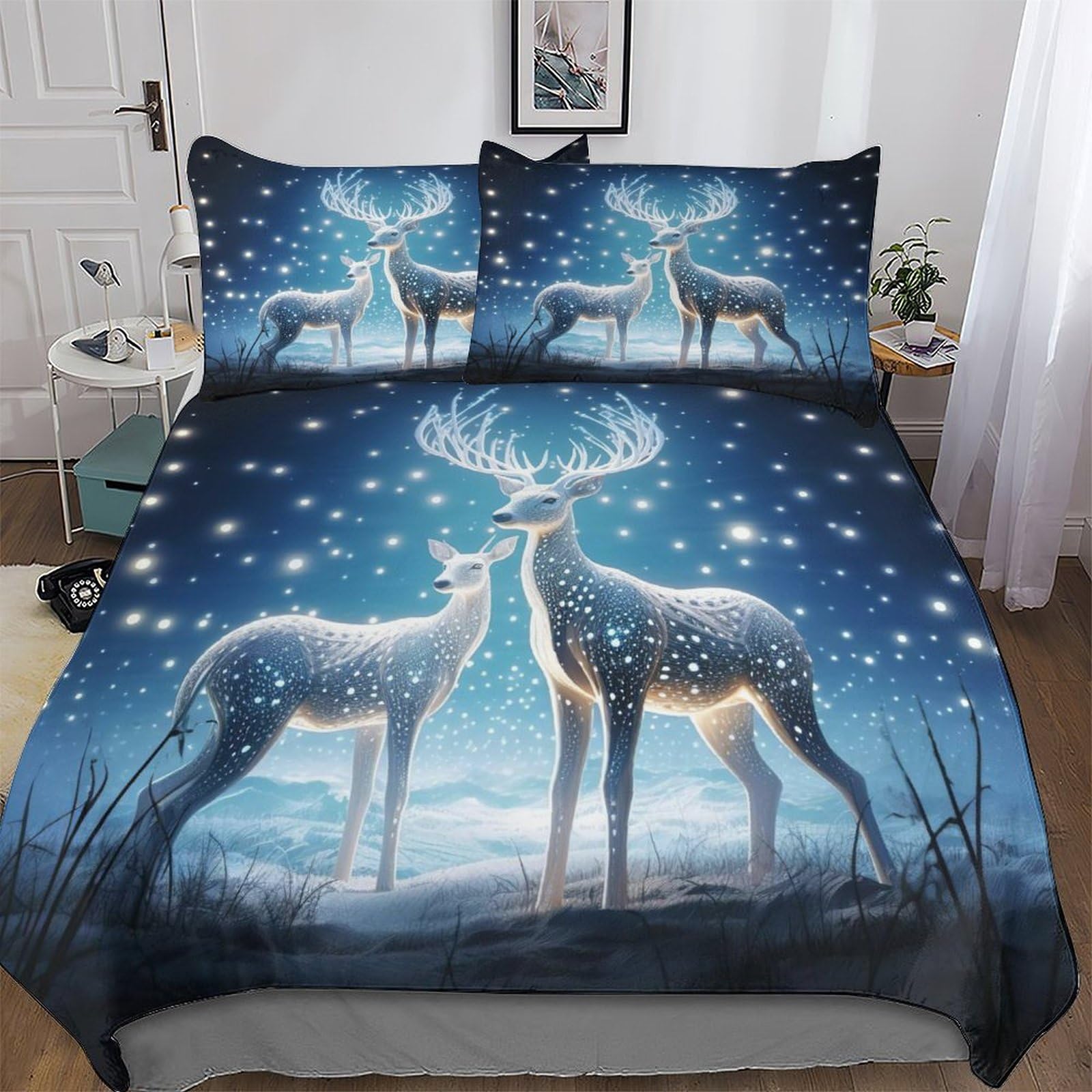 Housse de couette cerf super douce et moelleuse en microfibre coton King