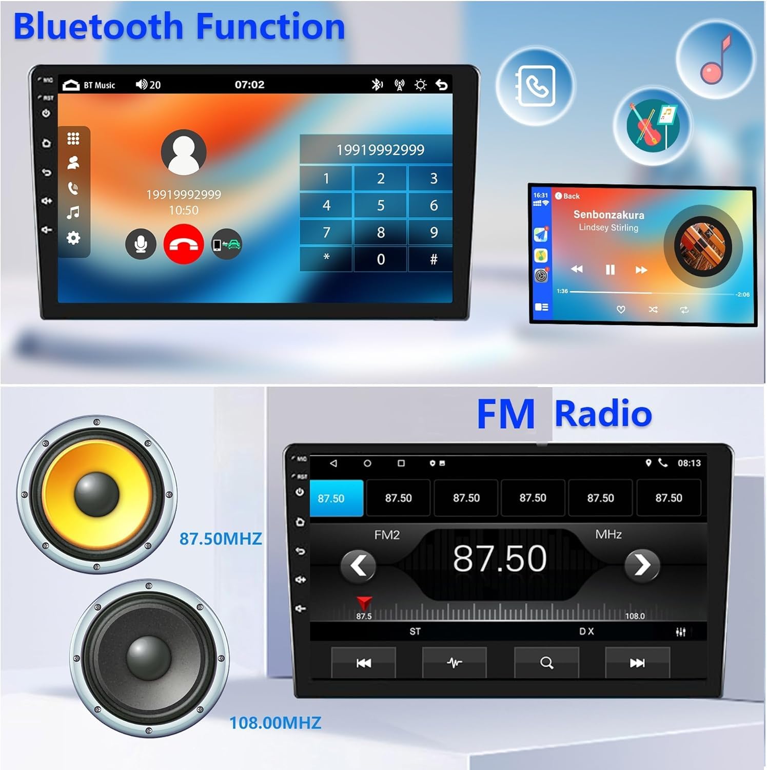 Autoradio Renault Megane 3 2008-2014 con Android Auto y CarPlay Inalámbrico 9" Pantall Radio Coche Bluetooth Estéreo iOS Android con FM GPS Navegación USB Cámara Trasera Mic Reproductor Multimedia — view 4