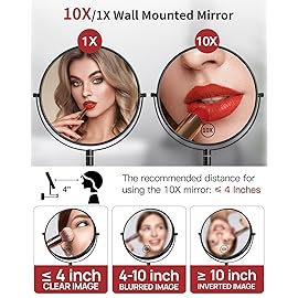 Gospire 9 Large Size Wall Mount Magnifying Mirror, 1X/10X Magnification Double-Sided, 360 Swivel Extendable Cosmetic Vanity Round Shaving Bathroom Mirror for Men and Women