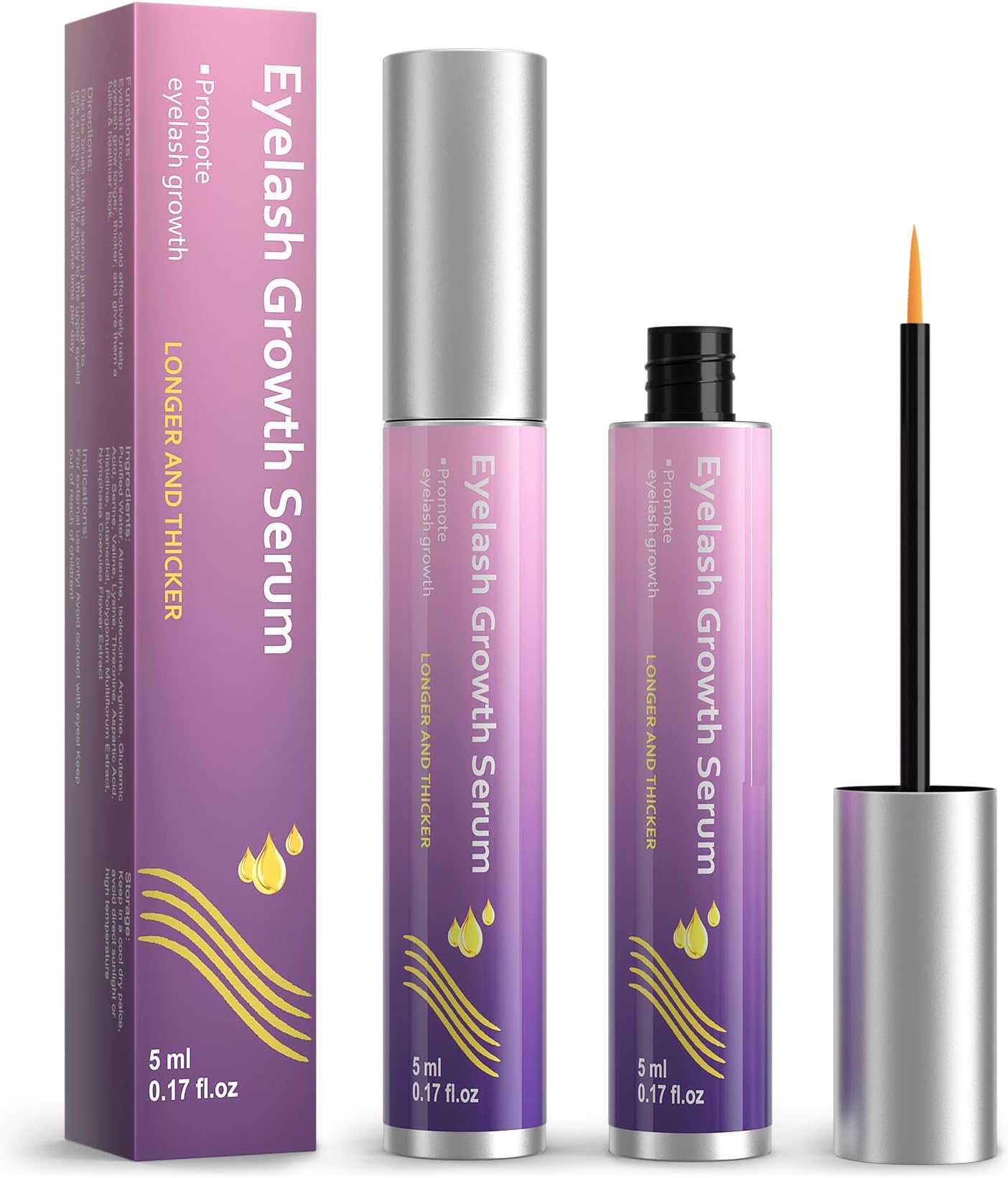 Eyelash Growth Serum, Premium Lash Serum Promotes Longer, Thicker, Fuller,Eyelash Serum Non Irritating (5ml)