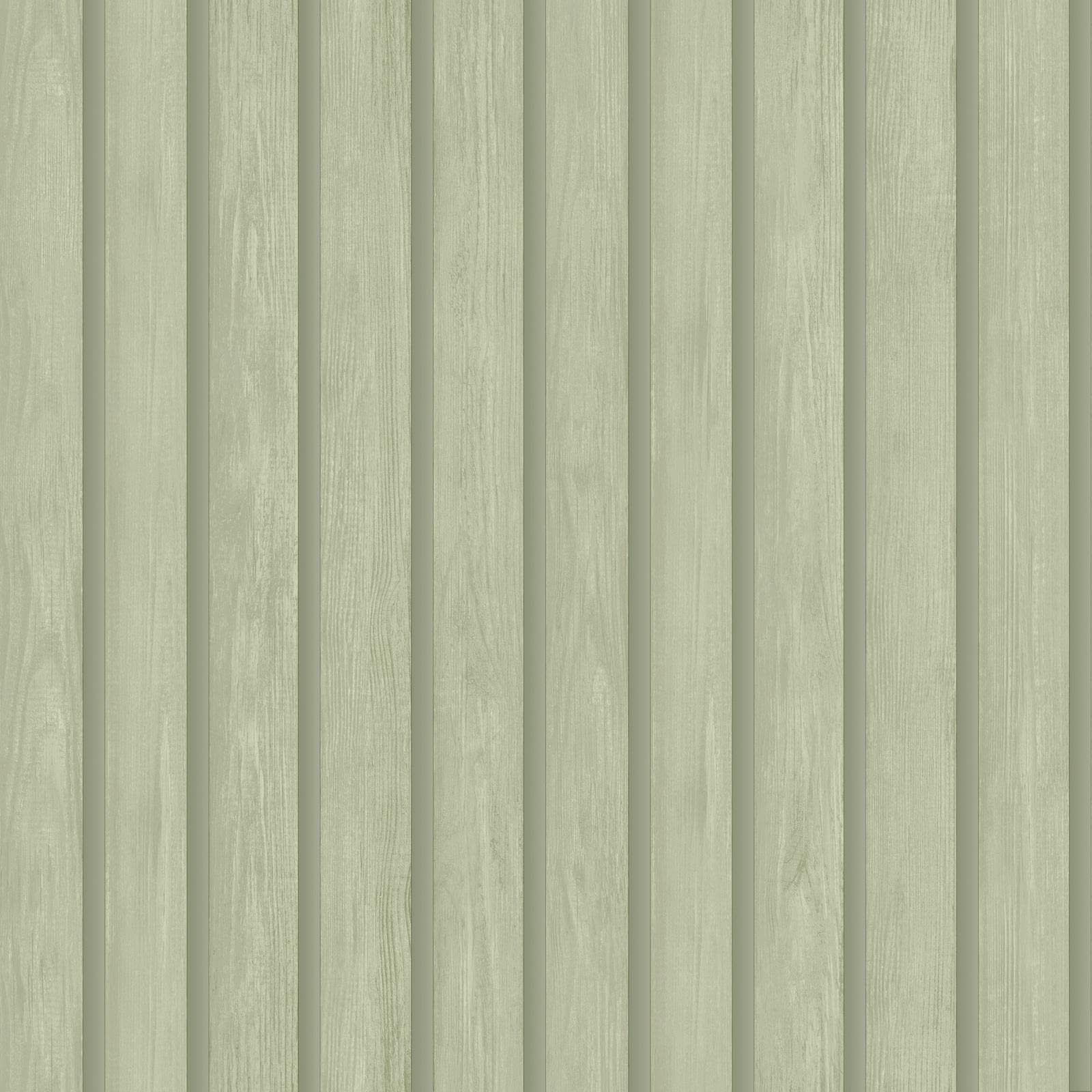 SOPHIE LAURENCE Green Wood Panel Slat Wallpaper Realistic 3D Effect Wallpaper