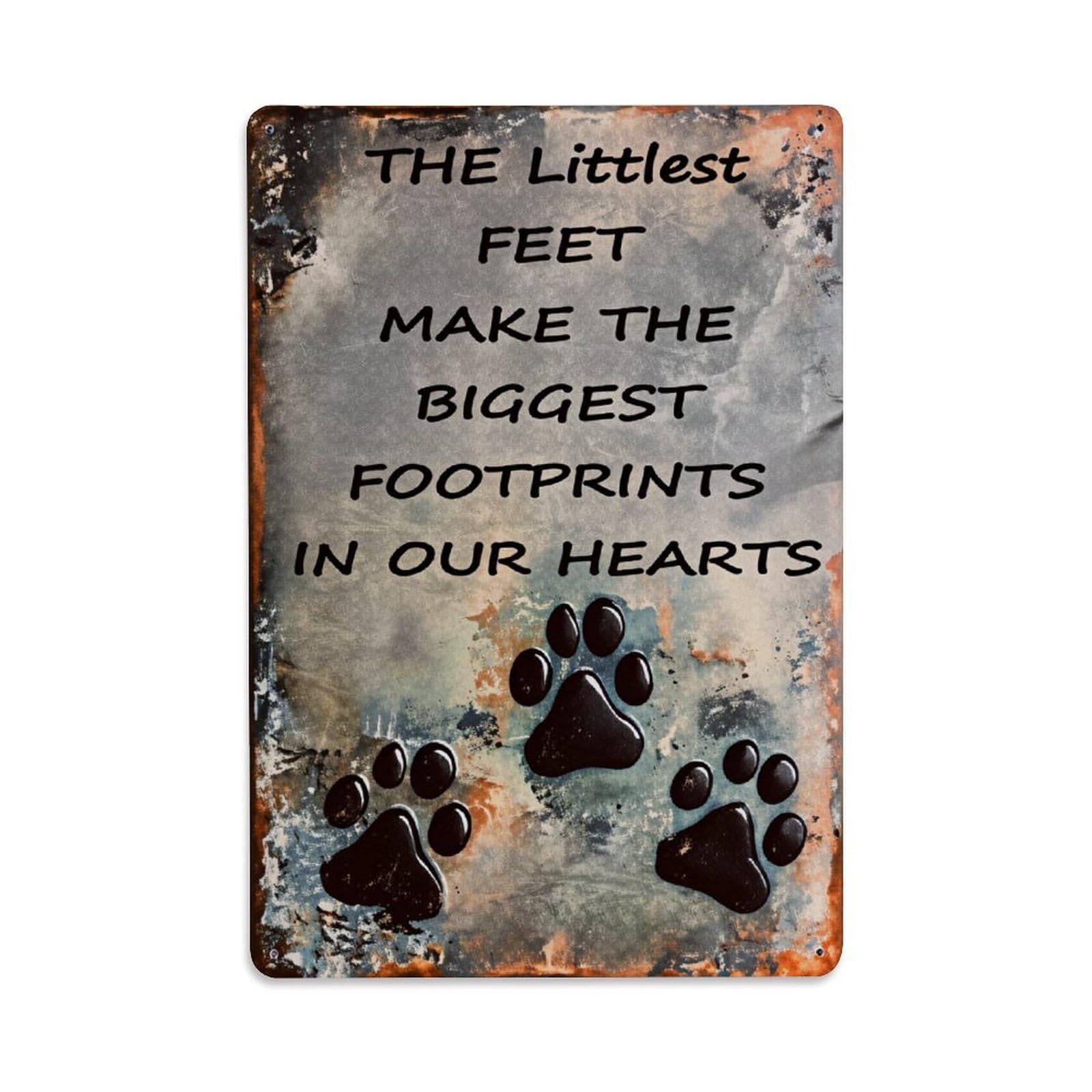Enderetf Vintage Paw Prints On Rusty Metal Tin Sign Metal Poster, Home Bar Garage Man Cave Cafe Indoor & Outdoor Wall Decoration 8X12inches