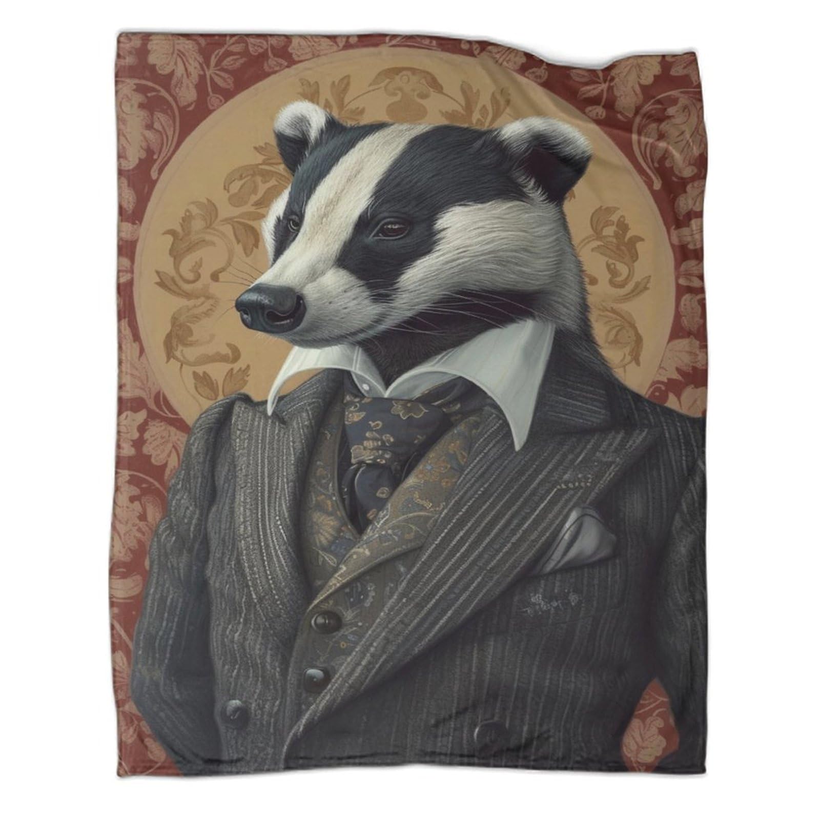 Baofff Badger Blanket, Flannel Blanket For Children And Adults, Thanksgiving Gift Poster Bedspread Sofa Blankets, 3D Printing Fleece Blanket 40X50inch(100X130cm)
