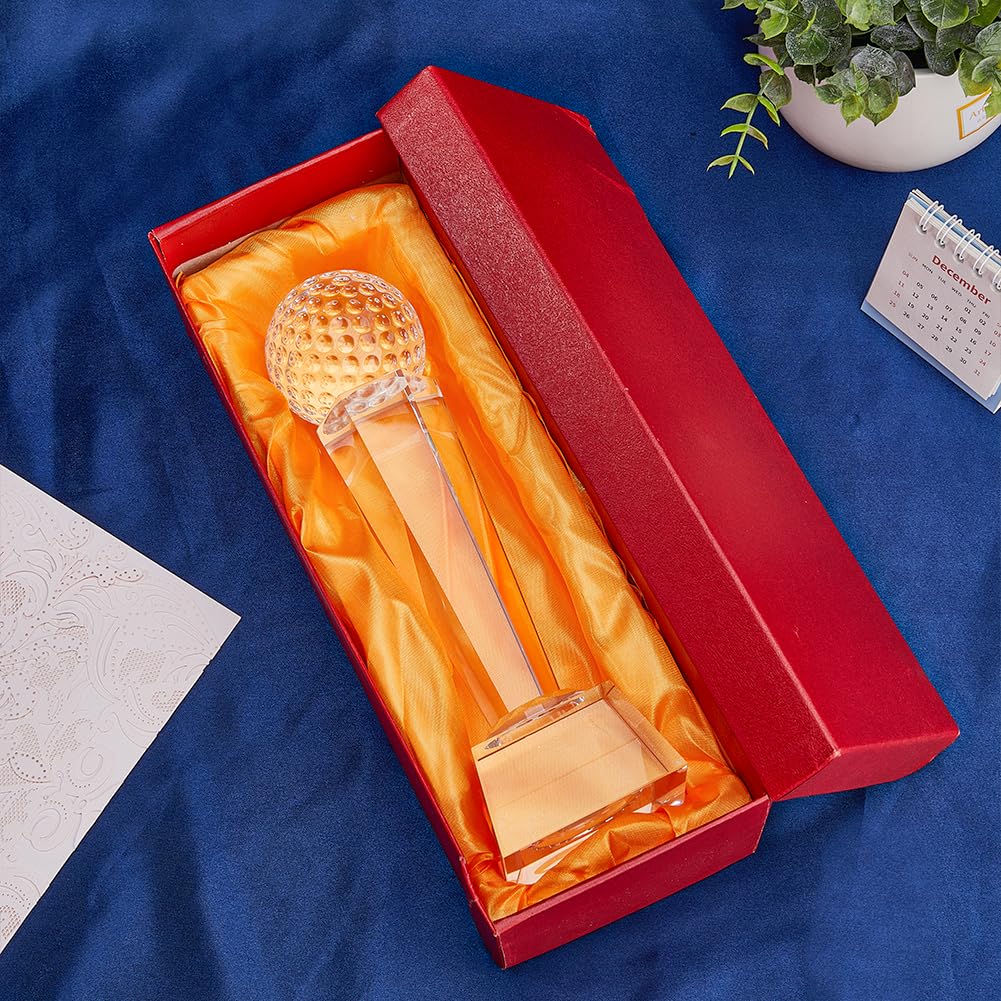 SUPERFINDINGS Trofeo da Golf in Vetro Cristallo 6.8x23cm Sfera di Cristallo di Quarzo Sintetico Trofei Premi Ornamenti con Custodia di Presentazione per Torneo di Golf per Adulti