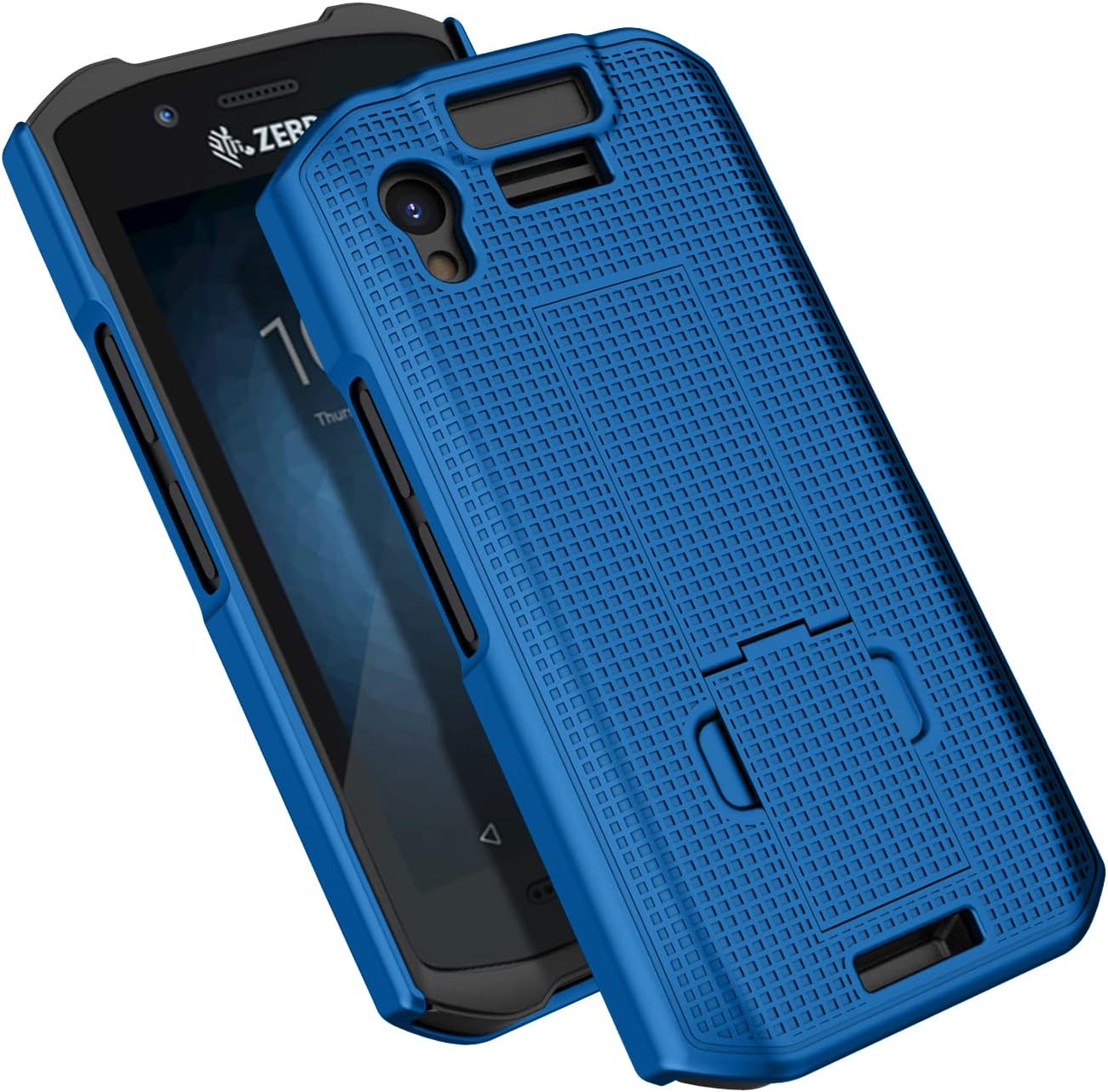 Case + Hand Strap Combo for Zebra TC21 TC26 Mobile Computer Scanner, Nakedcellphone Textured Slim Hard Shell Protector Cover with Kickstand - Cobalt Blue
