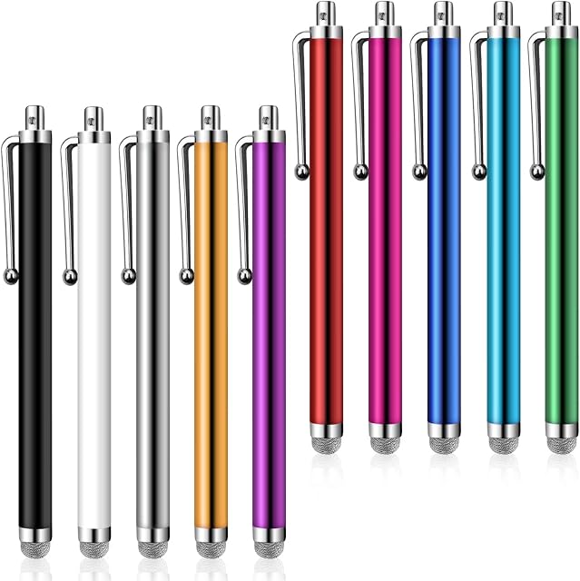 Mixoo Stylus Pens for Touch Screens, [10 Pack] Capacitive Pen High Sensitivity Fiber Mesh Tip Stylus Pen for Tablets Apple iPhone/iPad/Pro/Mini/Air/Android/Microsoft and All Touchscreen Devices