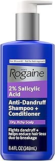Men's Anti-Dandruff 2 in 1 Shampoo + Conditioner, 2% Salicylic Acid Fights Dandruff and Relieves Itchy Scalp, Helps Reduce Hair Loss Due To Breakage, Not Minoxidil, 8.4 fl. oz