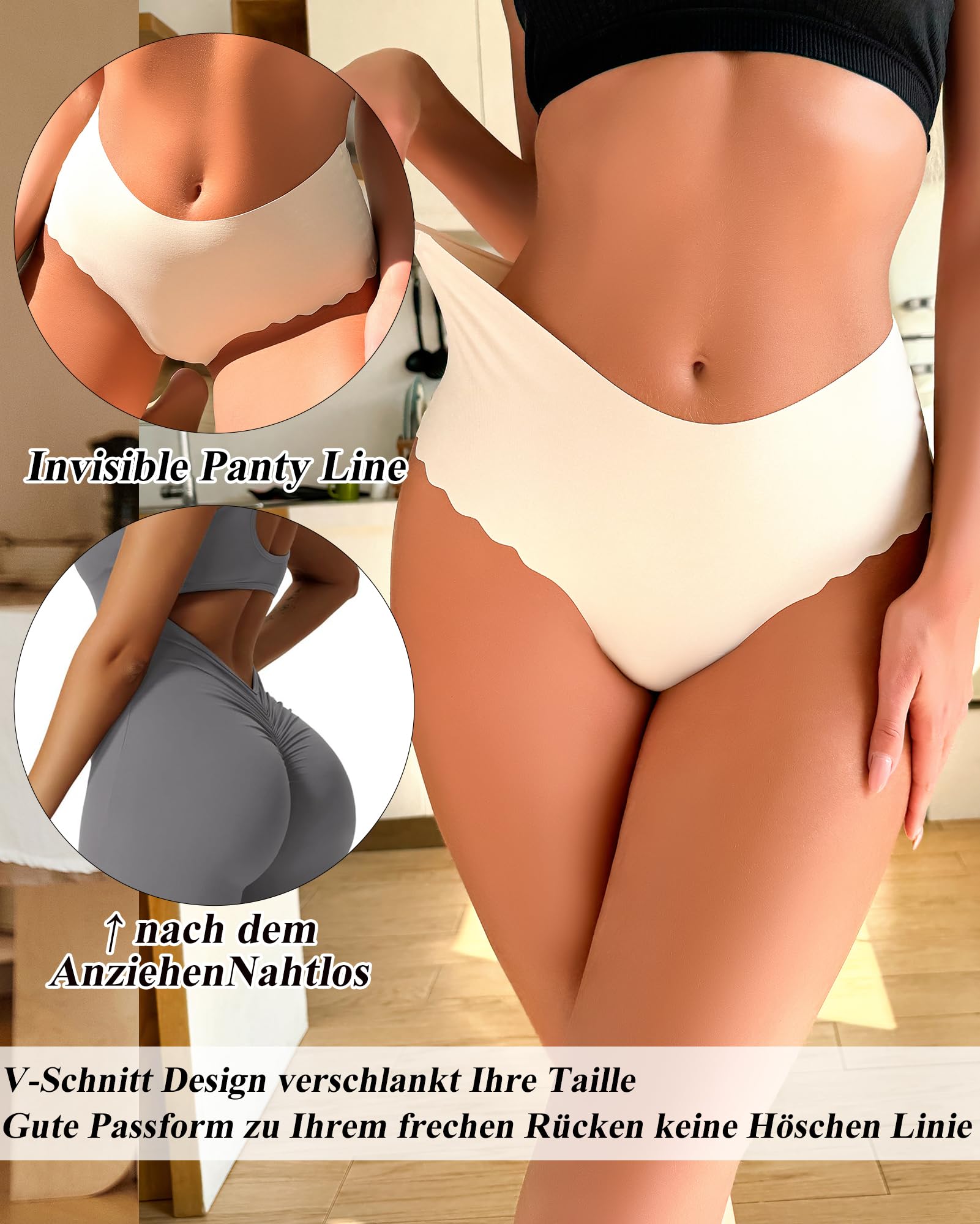 Sth Big Bragas sin Costuras Mujer Cintura Alta Ropa Interior Invisibles Pack de 6