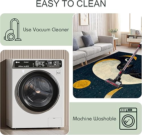 Miniatura 4 de Universe Galaxy - Alfombra de área bohemia de 1.7 x 2.6 pies, lavable, suave, oriental, envejecida, para sala de estar, entrada, comedor, imitación