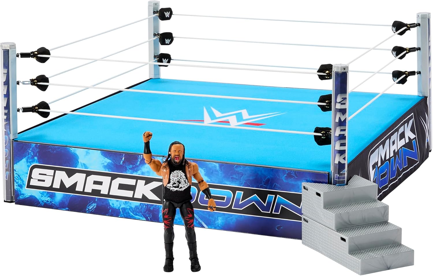 WWE Smackdown Real Scale Wrestling Ring Playset w/Jacob Fatu Ultimate Edition Exclusive Figure