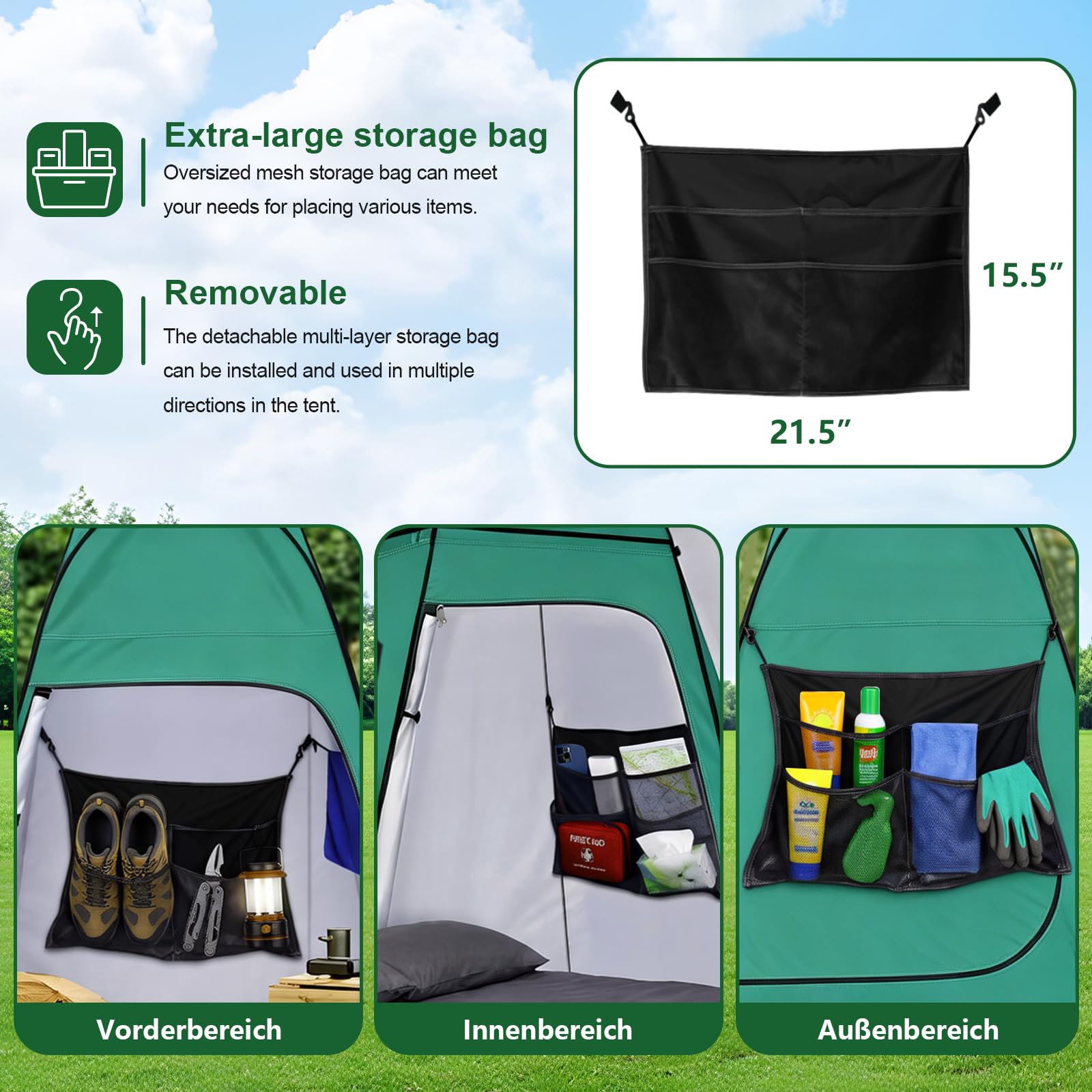 anngrowy Tente de douche pop-up portable pour camping, salle de bain, vestiaire, abris d'intimité instantanés pour randonnée, plage, pique-nique, pêche, pot, extra haute, UPF 50+