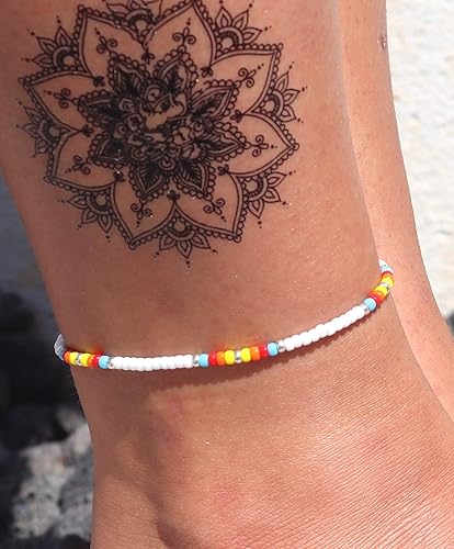 Miniatura 4 de Boho Anklet, Native American Jewelry, Unique Thin Beaded Ankle Bracelet for Women or Girls, Colorful Bohemian Hippie Beach Waterproof Foot Jewelry,