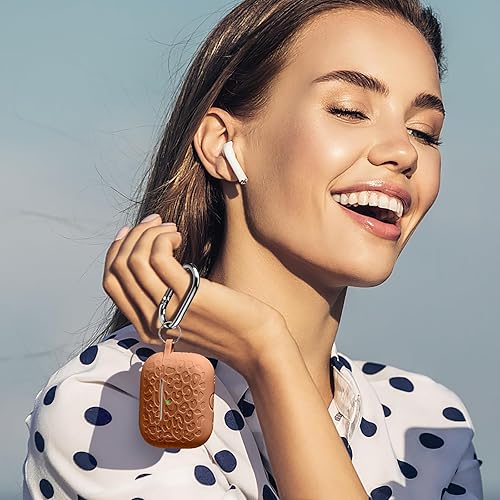 Vista 13 de Funda para Airpods de 2ª y 1ª, silicona suave, leopardo, compatible con Apple AirPods de 2ª/1ª generación de carga con llavero, a prueba de golpes