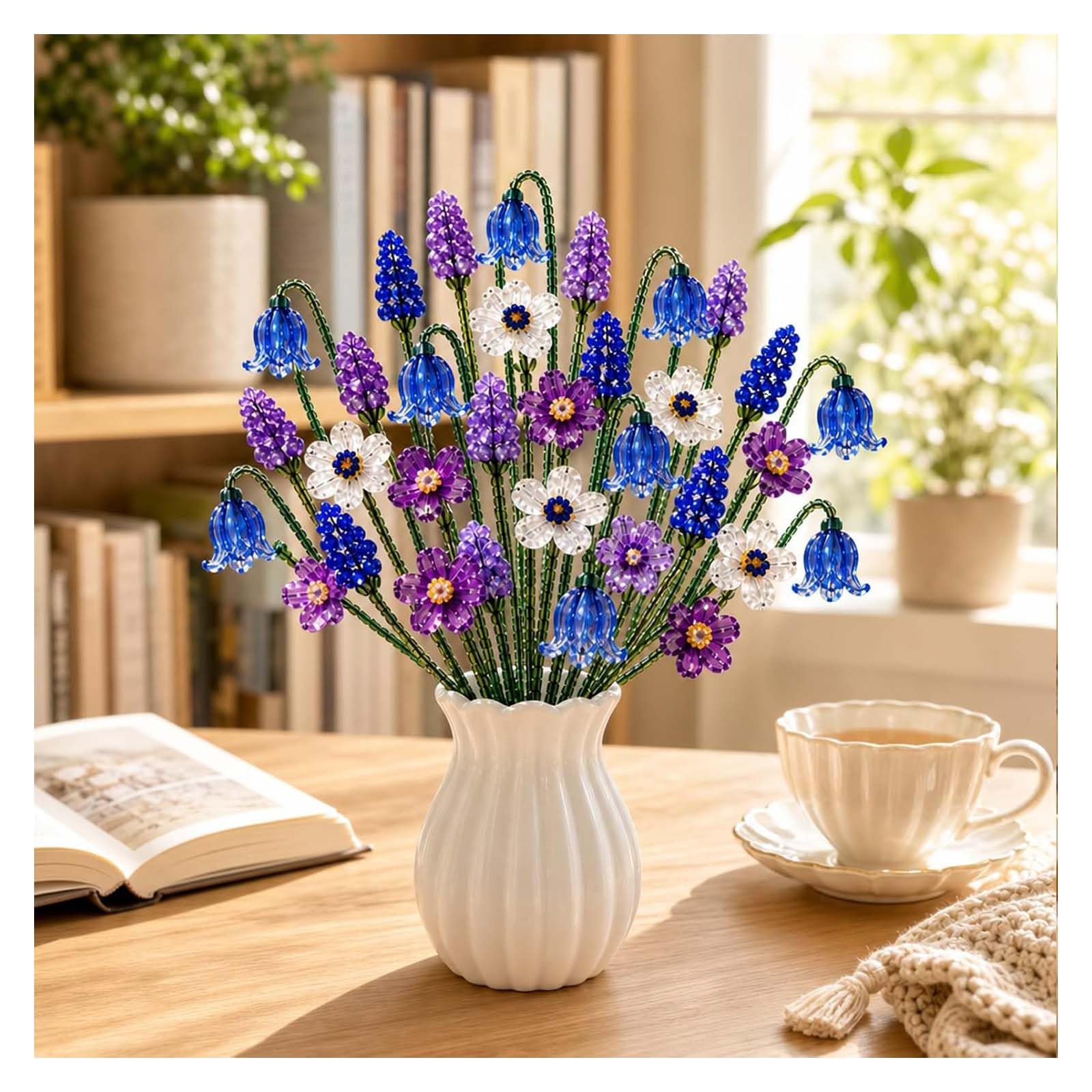 DIY Beaded Wildflower Bouquet Craft Kit,Handmade Crystal Bead Flower