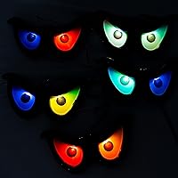 Vista 7 de Dazzle Bright 10 luces LED RGB intermitentes de ojos de Halloween, funciona con pilas, luces de Halloween impermeables para interiores y exteriores