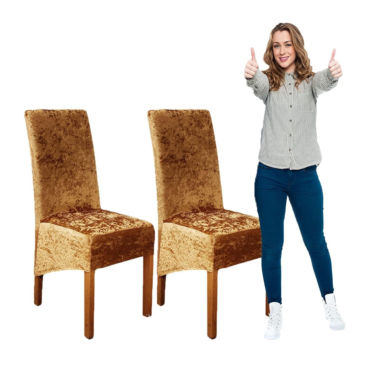 NMVAWIPT Crushed Velvet XL Dining Chair Covers, Elastic Stretch Protective Slipcovers, Ideal For Hotel, Wedding Banquet, Party(#8,2pcs)
