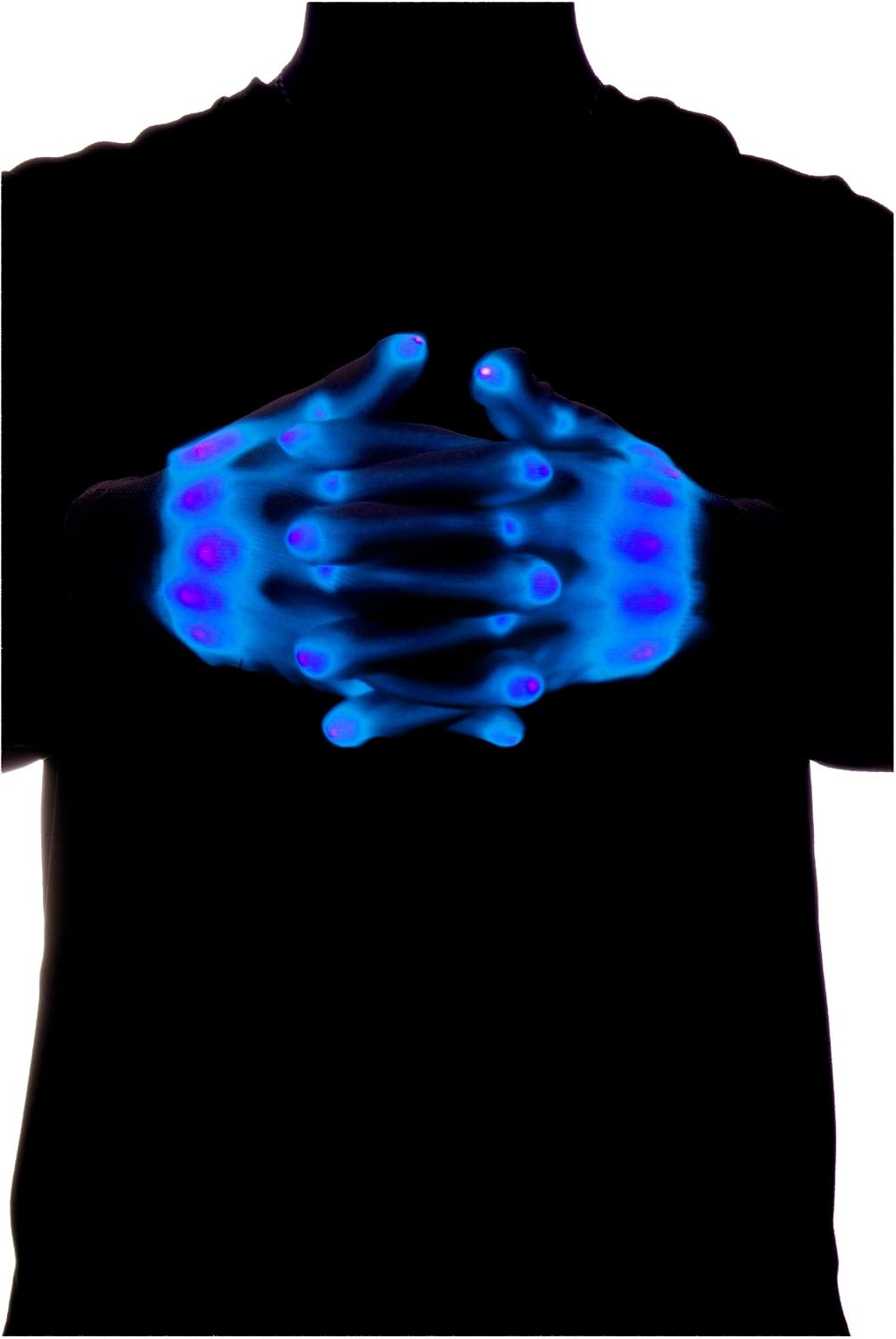 GlowCity Light Up LED Skeleton Hand Gloves (One Size, Blue)