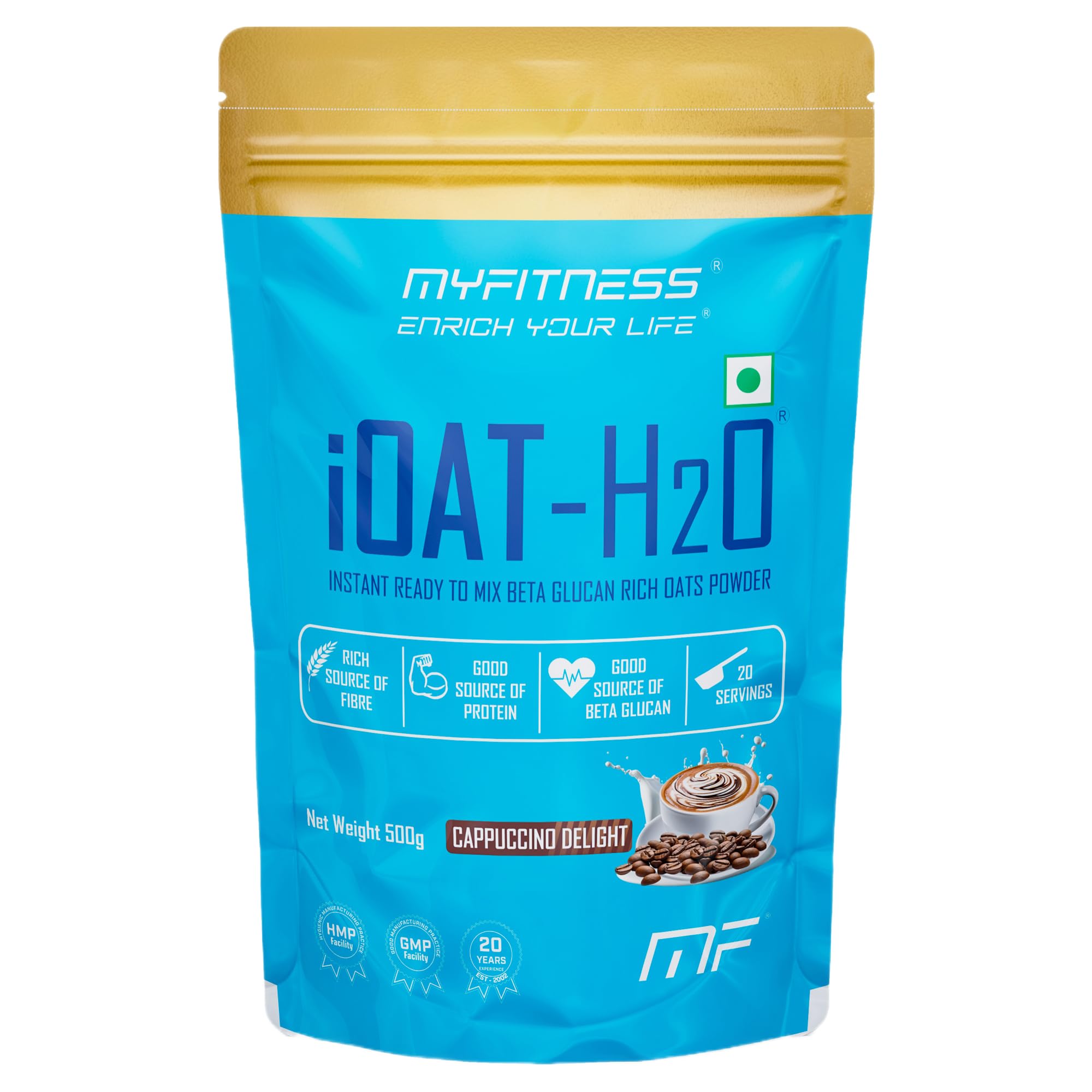 Myfitness iOat H2O | Instant Ready To Mix Beta Glucan Rich Flavoured Oats Powder | Myfitness Oats Breakfast Cereals (500g (Pack Of 1), Cappuccino Delight)-image-23