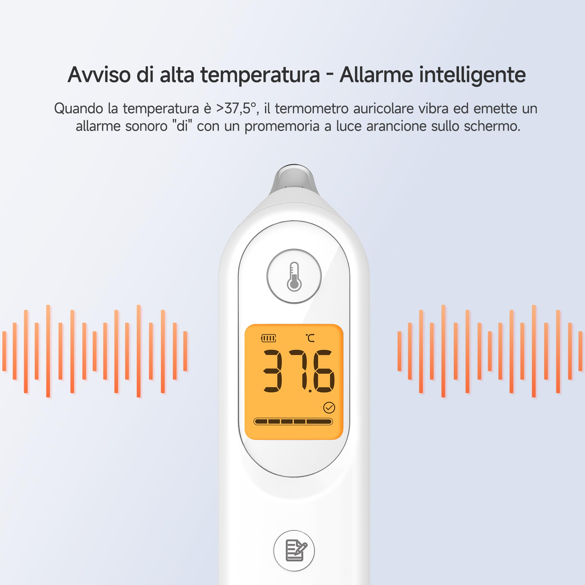 yuwell Termometro Digitale Adulti e Bambini | Termometro Auricolare a Uso Medico, Adatto per Neonati e Bambini | Misurazione in Secondi, Avviso di Temperatura Elevata, Display Ampio, 7 Memorie YHT101
