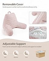 Vista 5 de Blissful Diary Reading Pillow, Backrest Pillow with Shredded Memory Foam for Adult & Children, Designed for Bed and Couch Sitting Up, Includes Arms