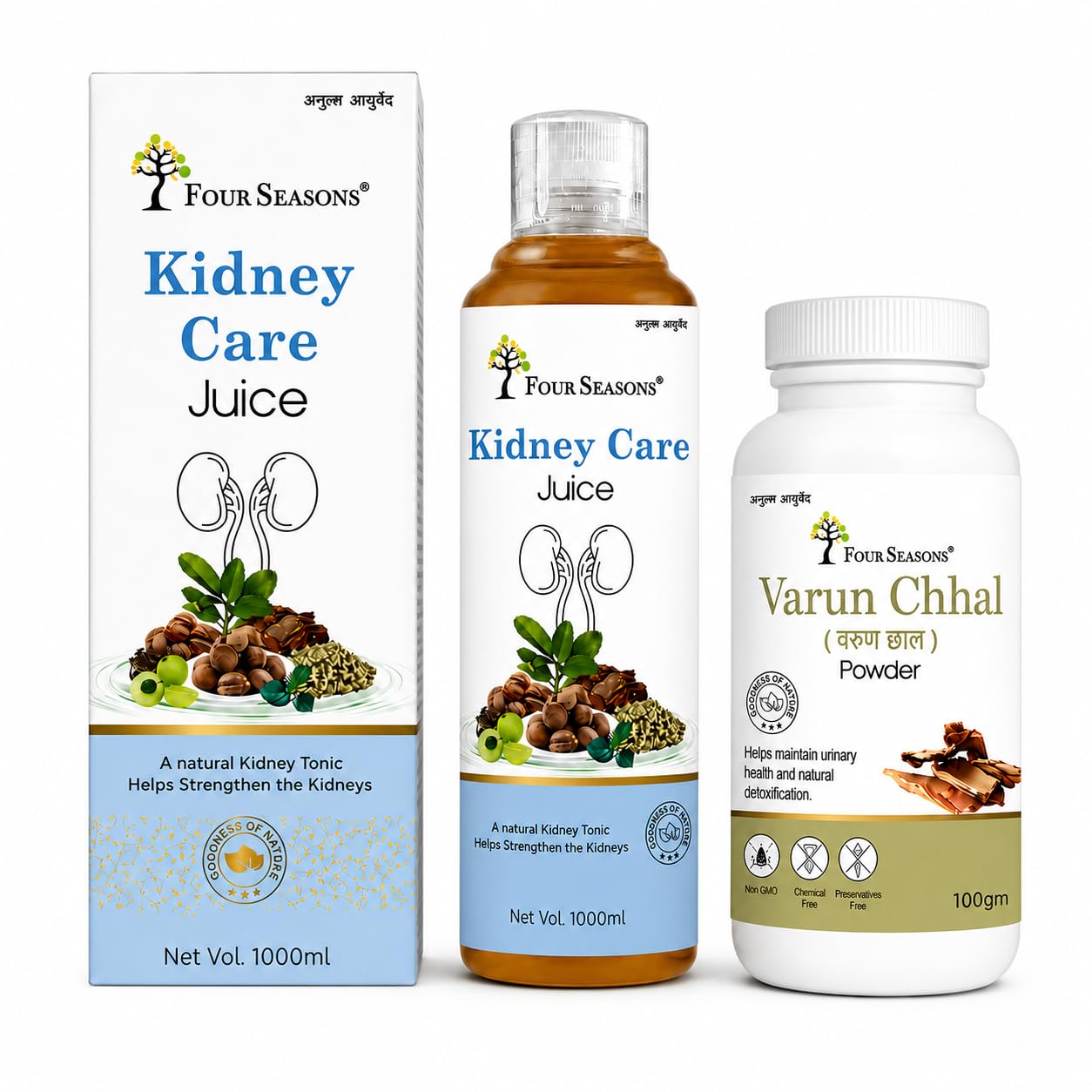 Four Seasons Kidney Care Juice 1L + Varun Chhal Powder 100g Combo | Ayurvedic Herbal Wellness Pack | Natural Kidney & Urinary Tract Support | Daily Detox & Wellness Supplement-image-28