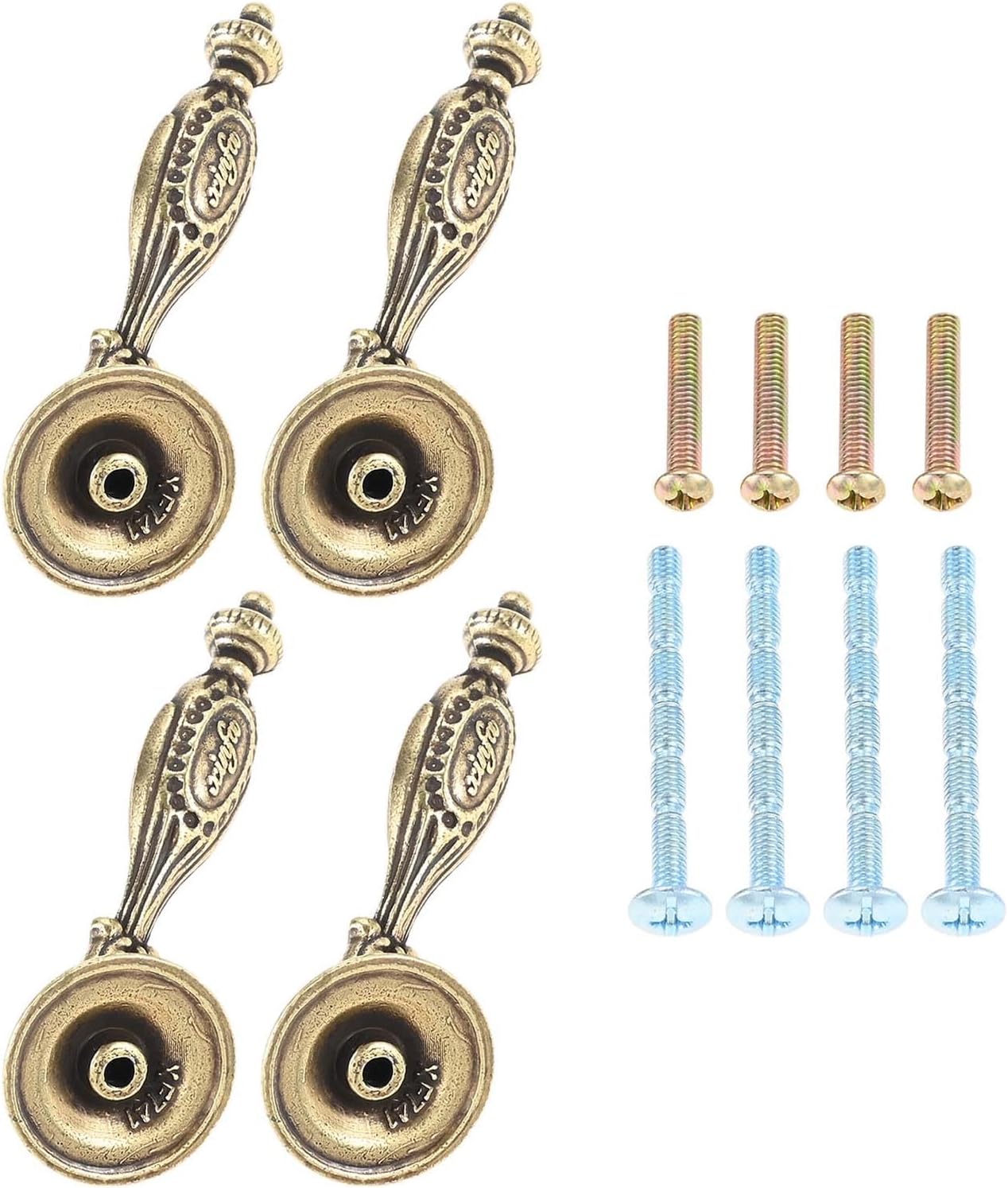 dophee 4Pcs Antique Bronze Metal Decorative Single Hole Drop Handle Pendant Pulls with Screws for Drawer Cabinet Wardrobes Dressers Wooden Box, 77.4x26.5mm/3.05"x1.04"
