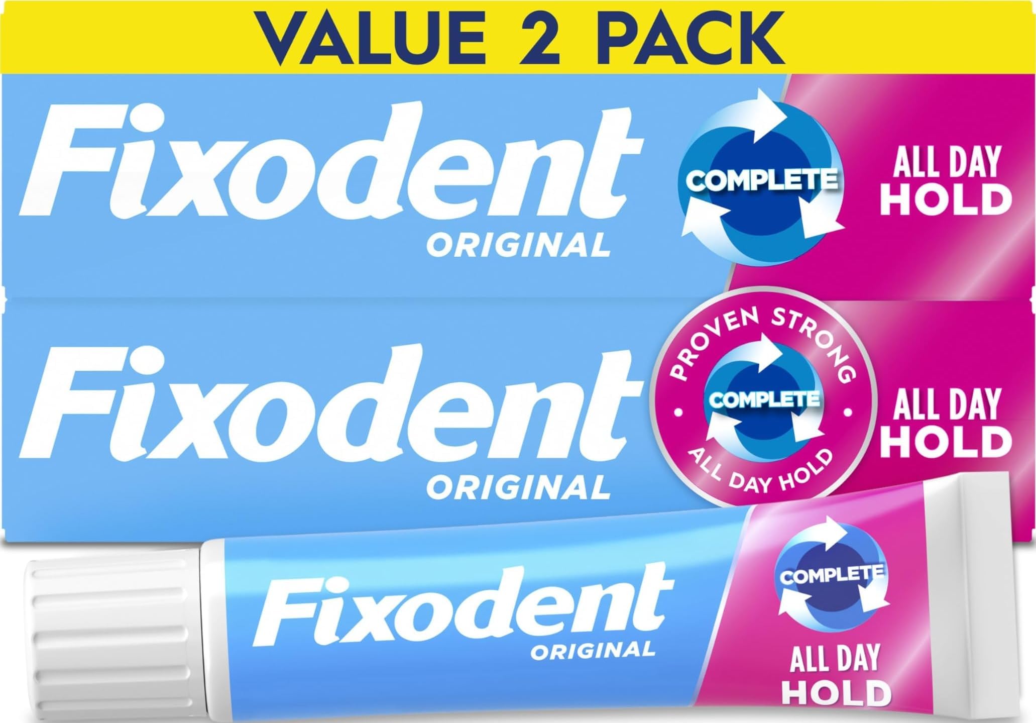 Complete Original Denture Adhesive Cream, 2.4 oz, Pack of 2